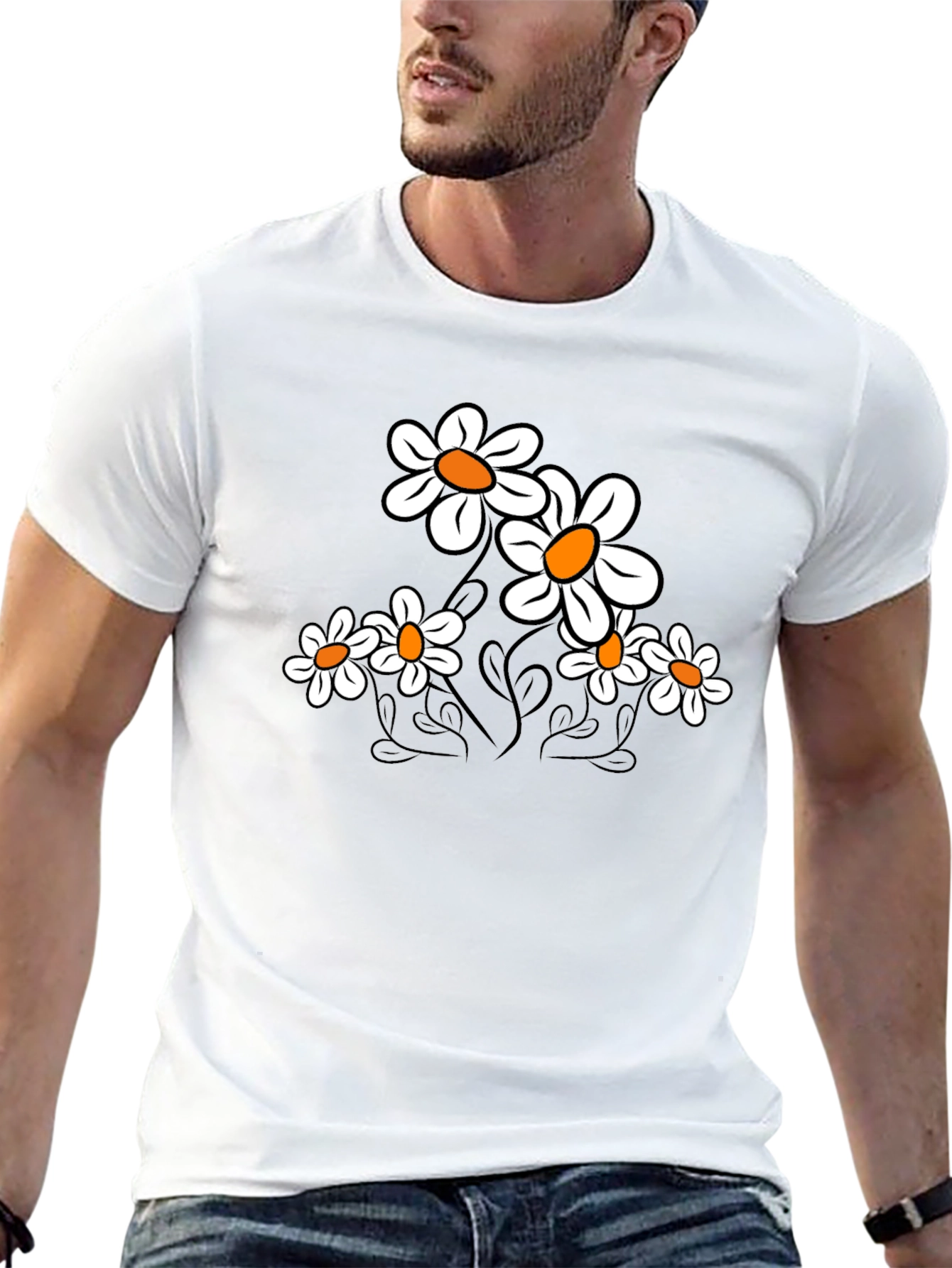 Floral Print T-Shirt - Black