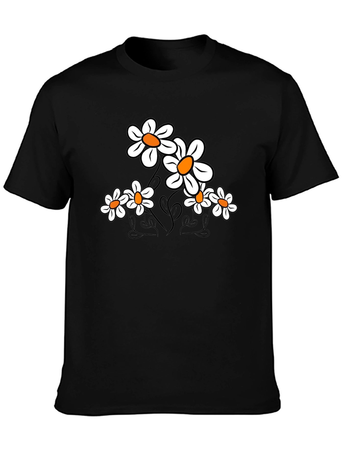 Floral Print T-Shirt - Black