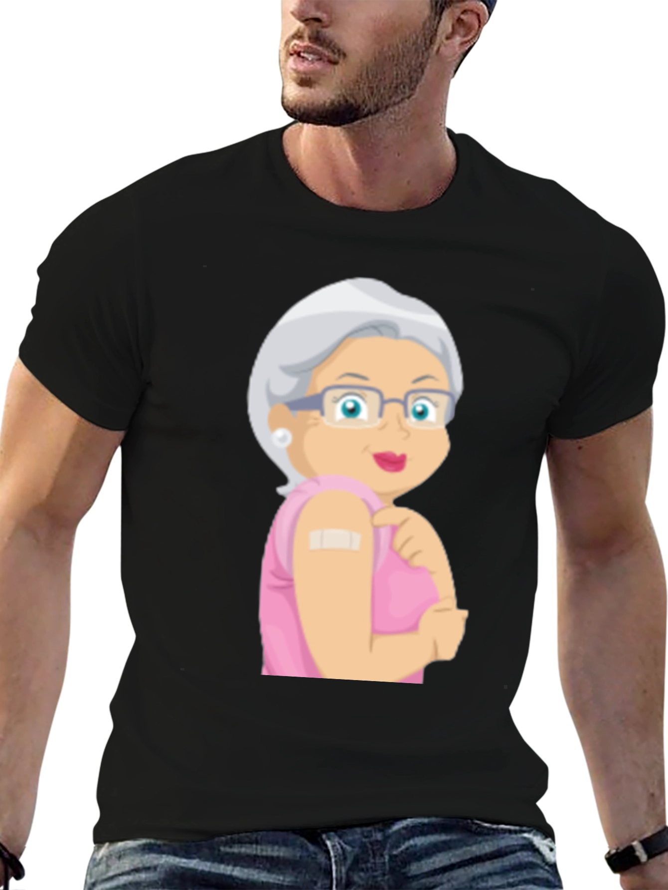Vaccinated Grandma T-Shirt - Black Cotton