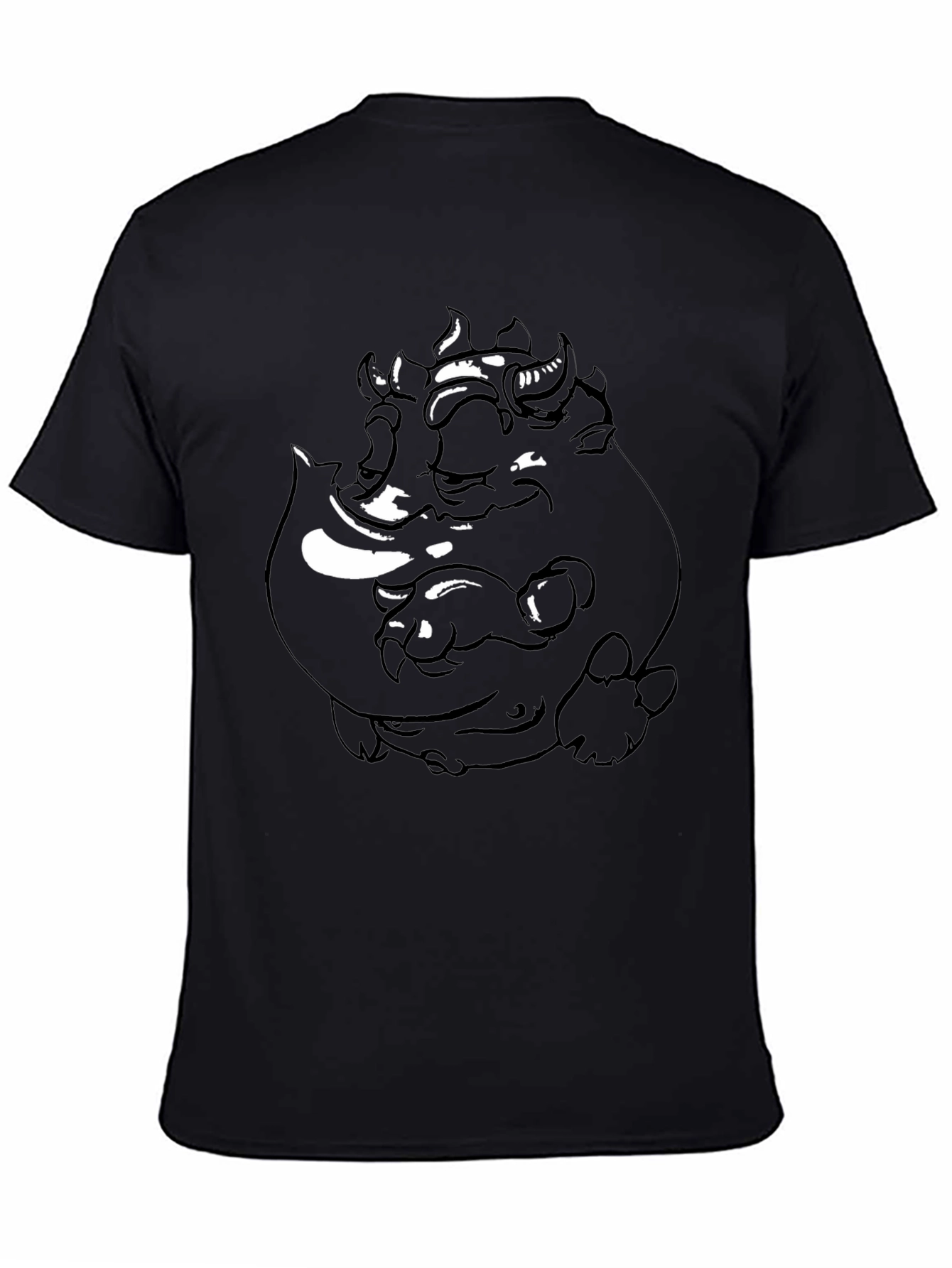 Graphic Black Tee: Three-Headed Monster Design