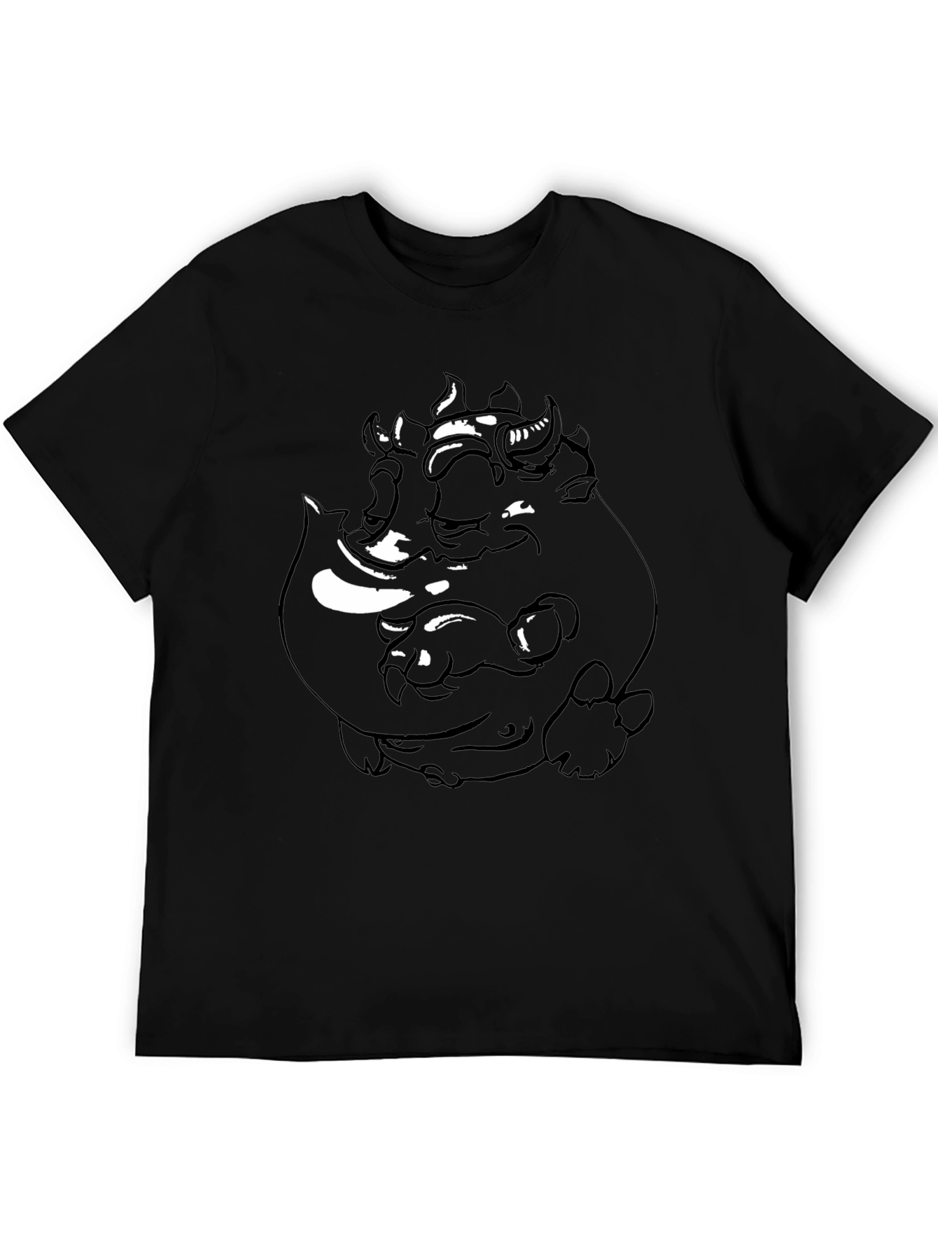 Graphic Black Tee: Three-Headed Monster Design