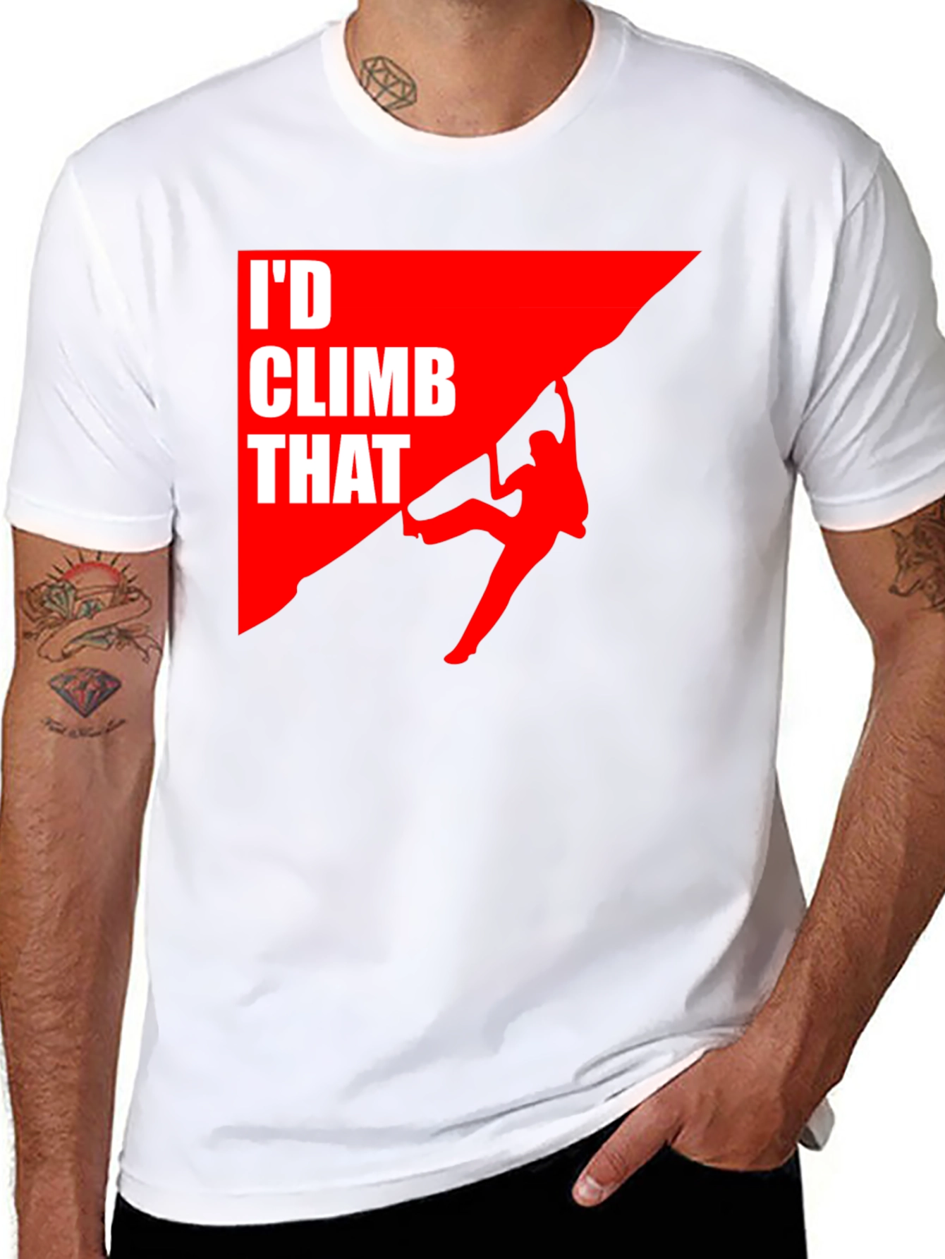 Id Climb That T-Shirt Funny Rock Climbing Graphic Tee