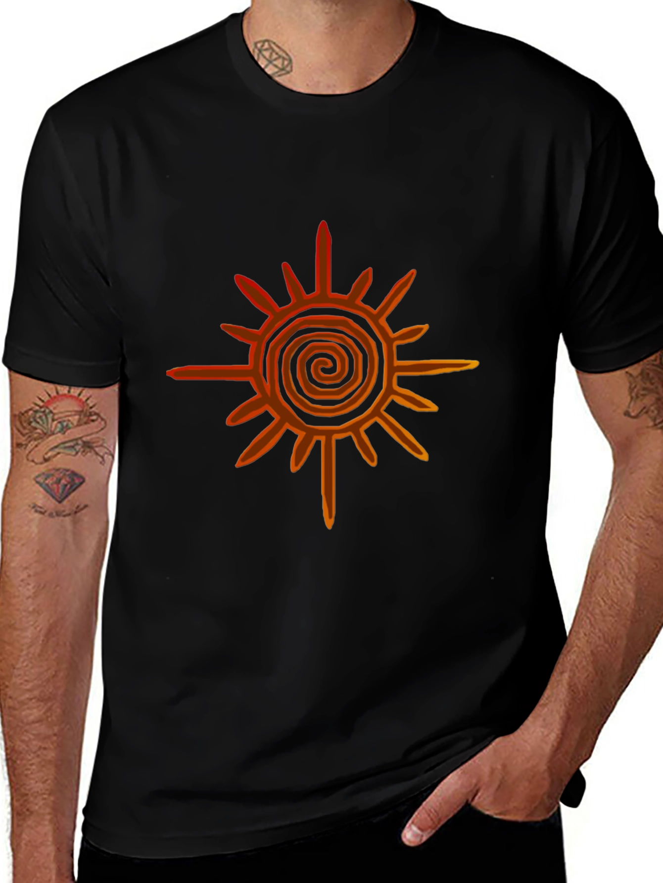 Tribal Sun Graphic Black T-Shirt