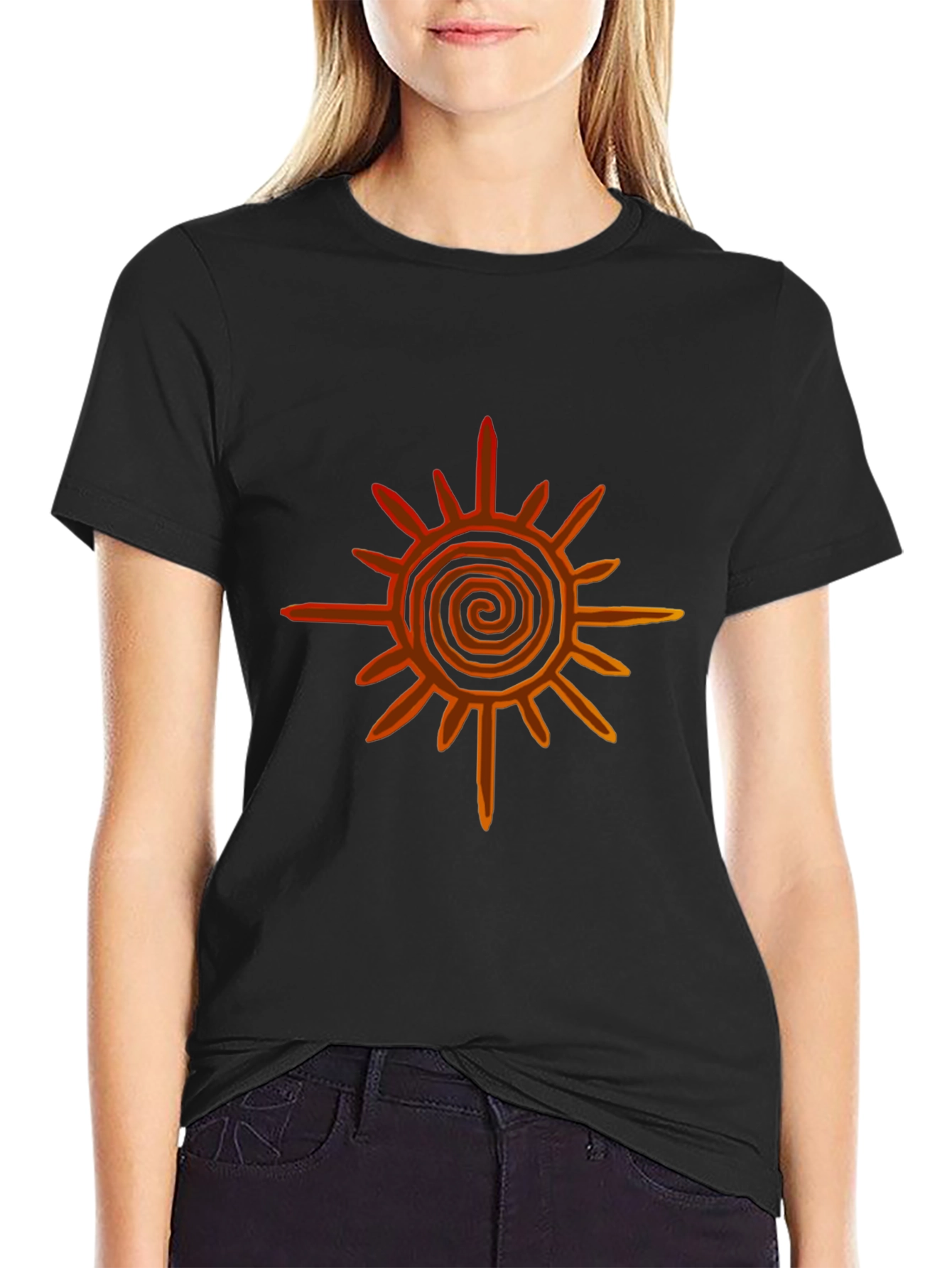 Tribal Sun Graphic Black T-Shirt