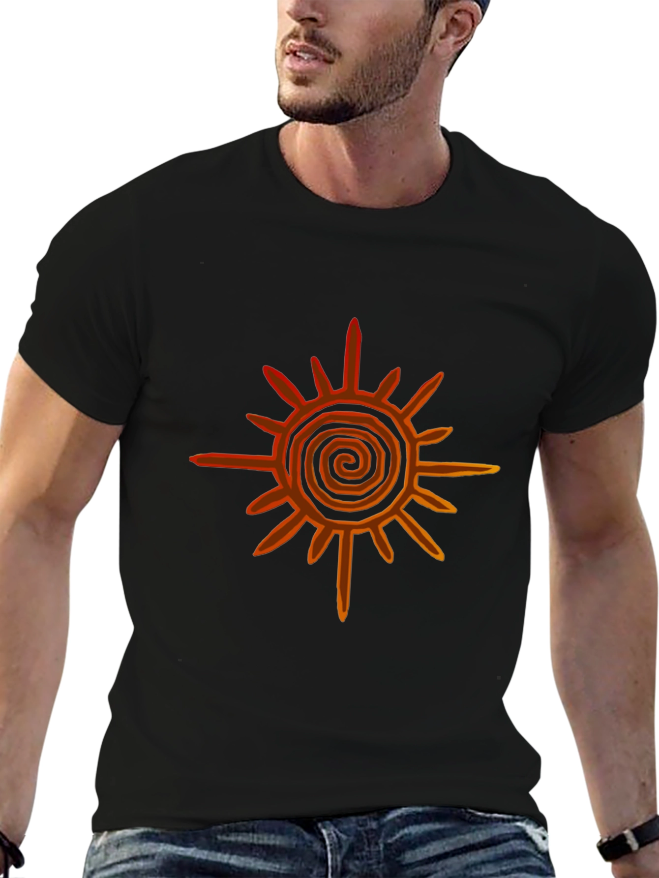 Tribal Sun Graphic Black T-Shirt