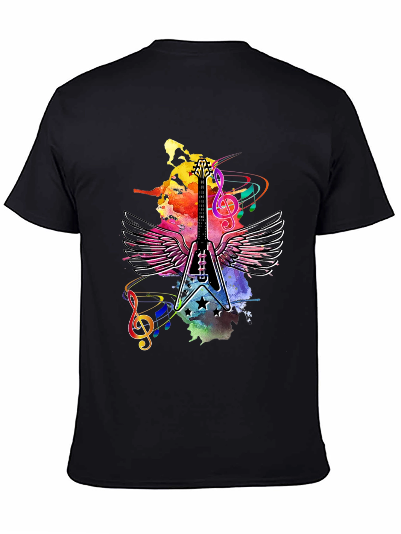 Guitar Wings Mens Black Graphic Tee