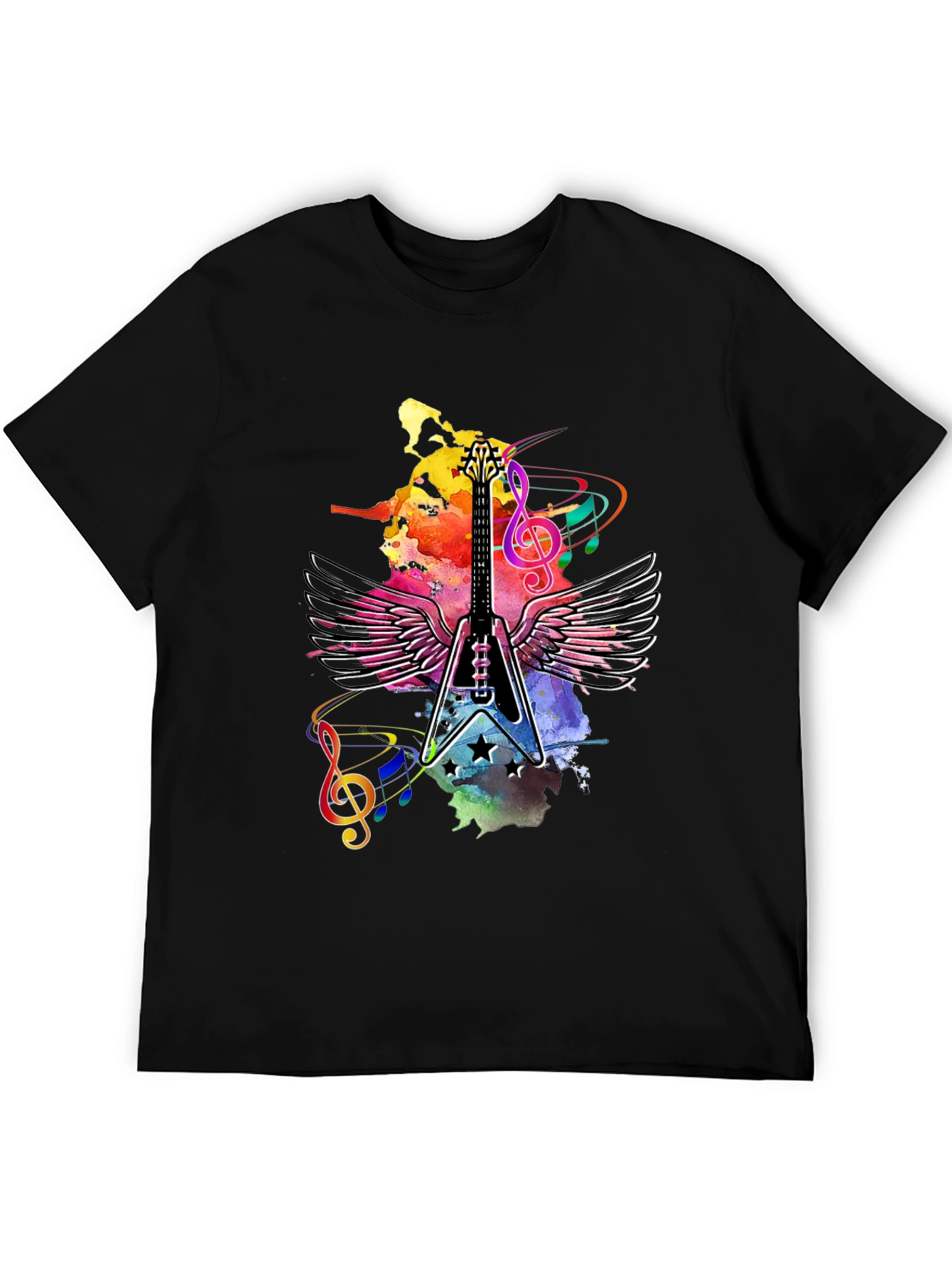 Guitar Wings Mens Black Graphic Tee