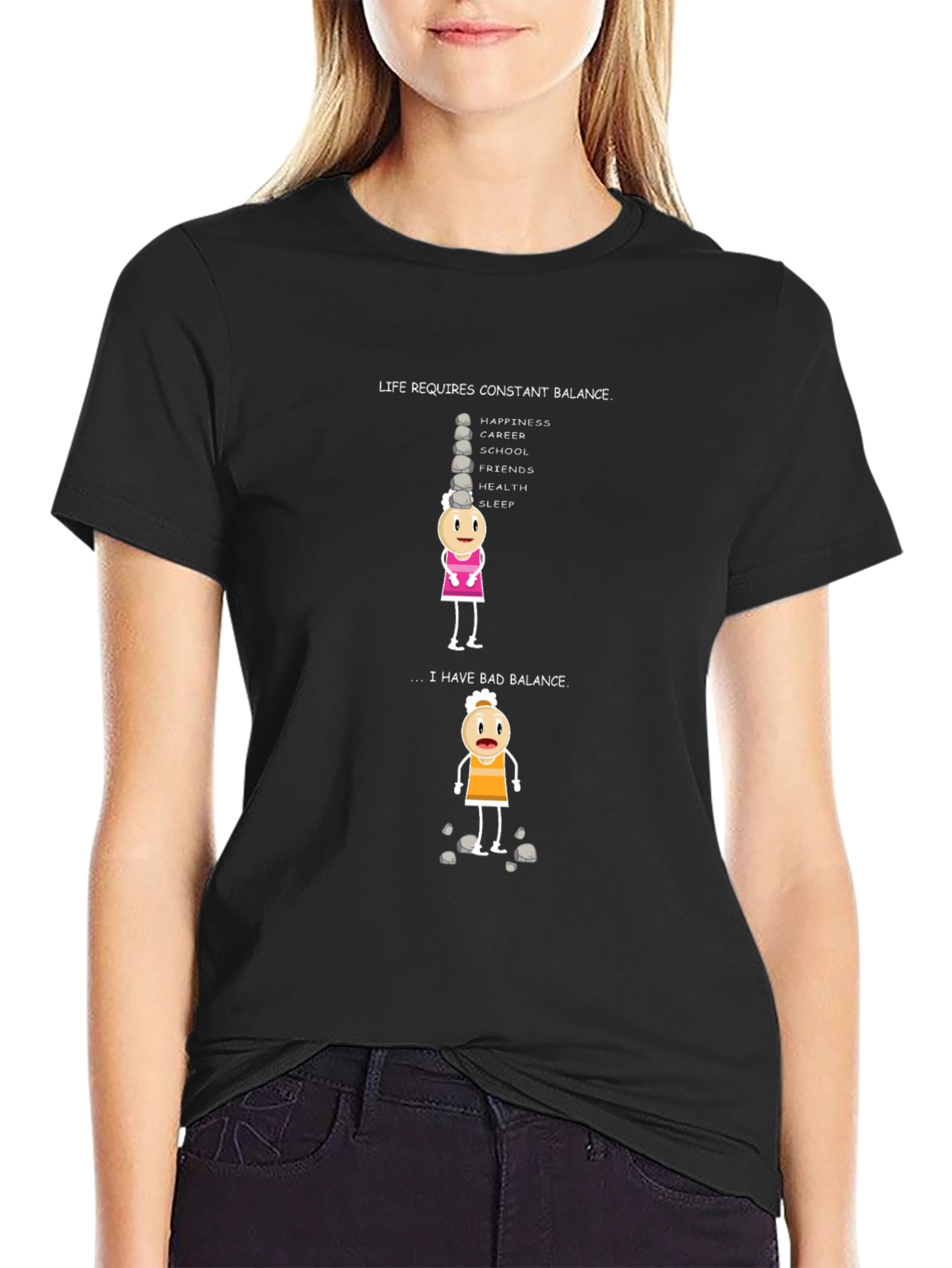 Life Balance Graphic T-Shirt - Humorous Design