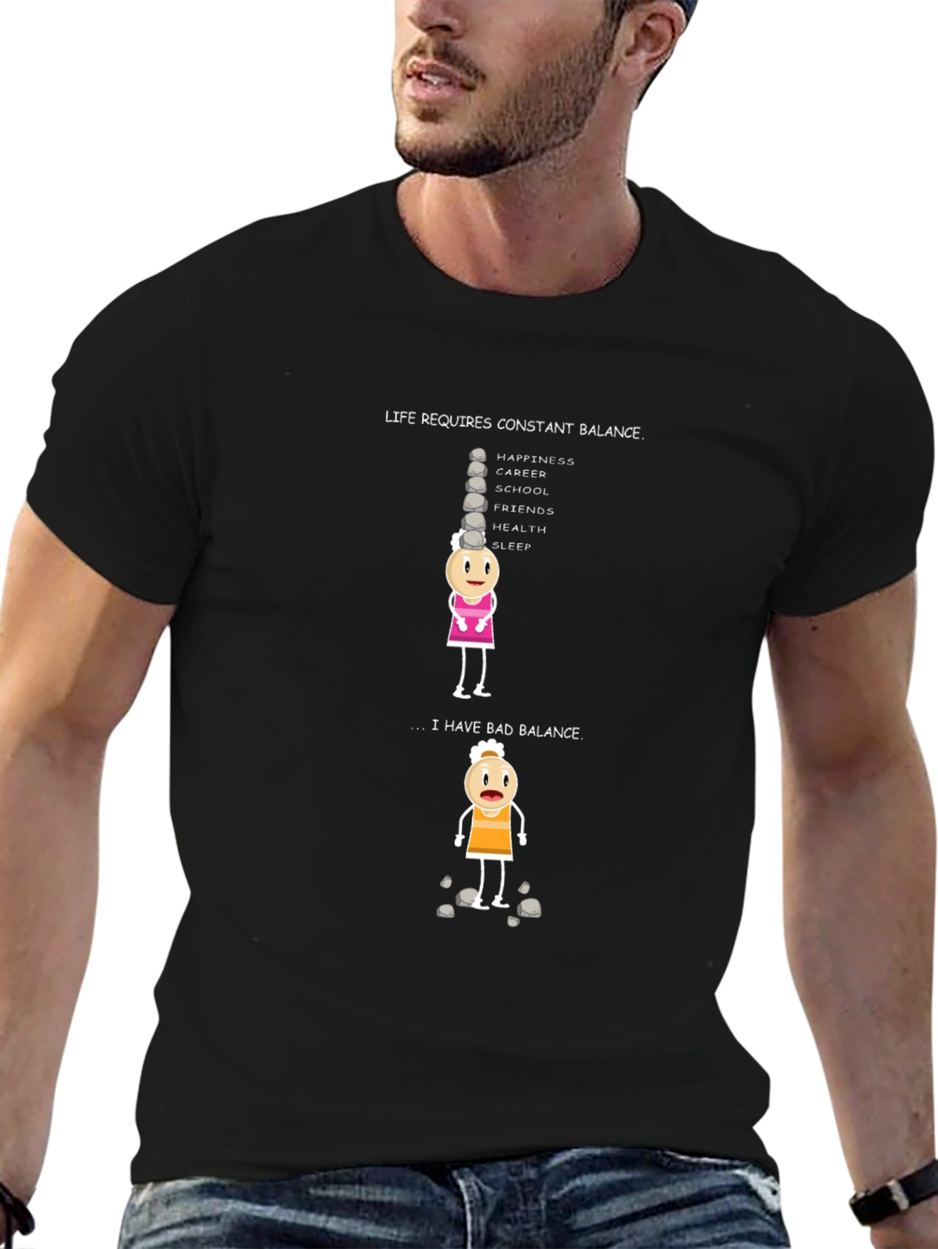 Life Balance Graphic T-Shirt - Humorous Design