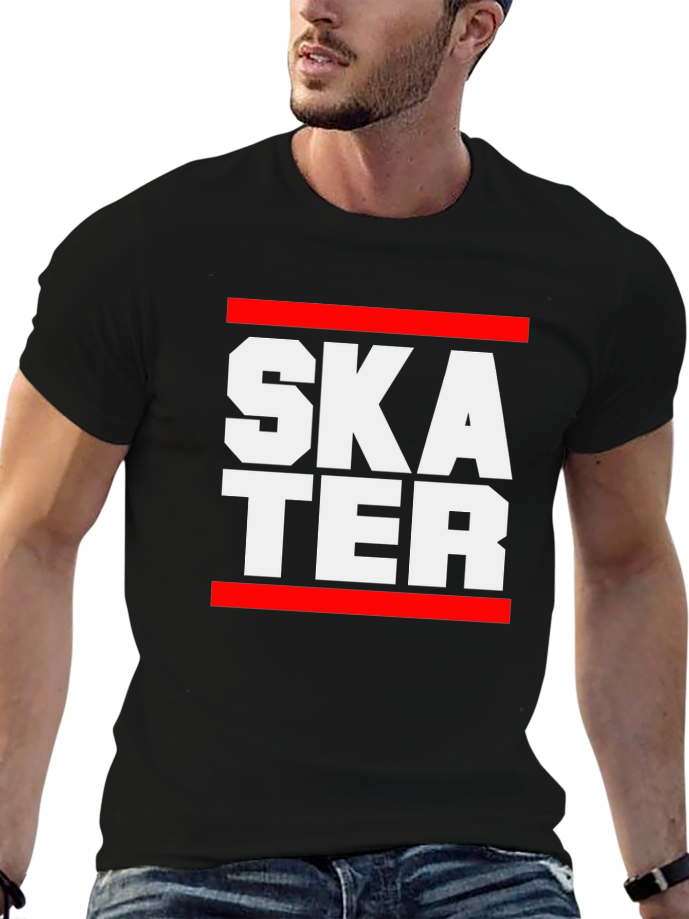 Skater Graphic Tee - Black Cotton Skateboard Shirt