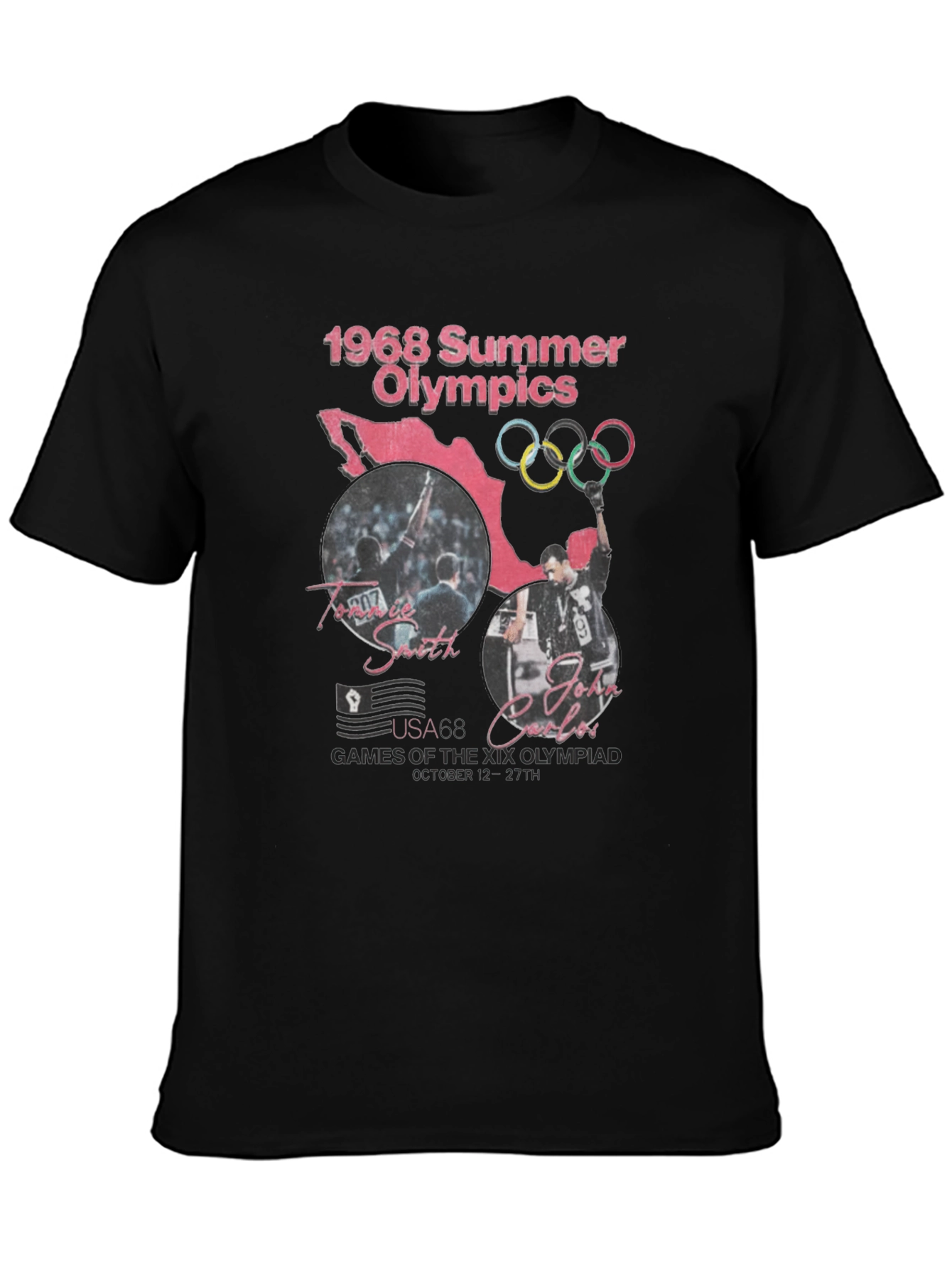 1968 Summer Olympics Black T-Shirt