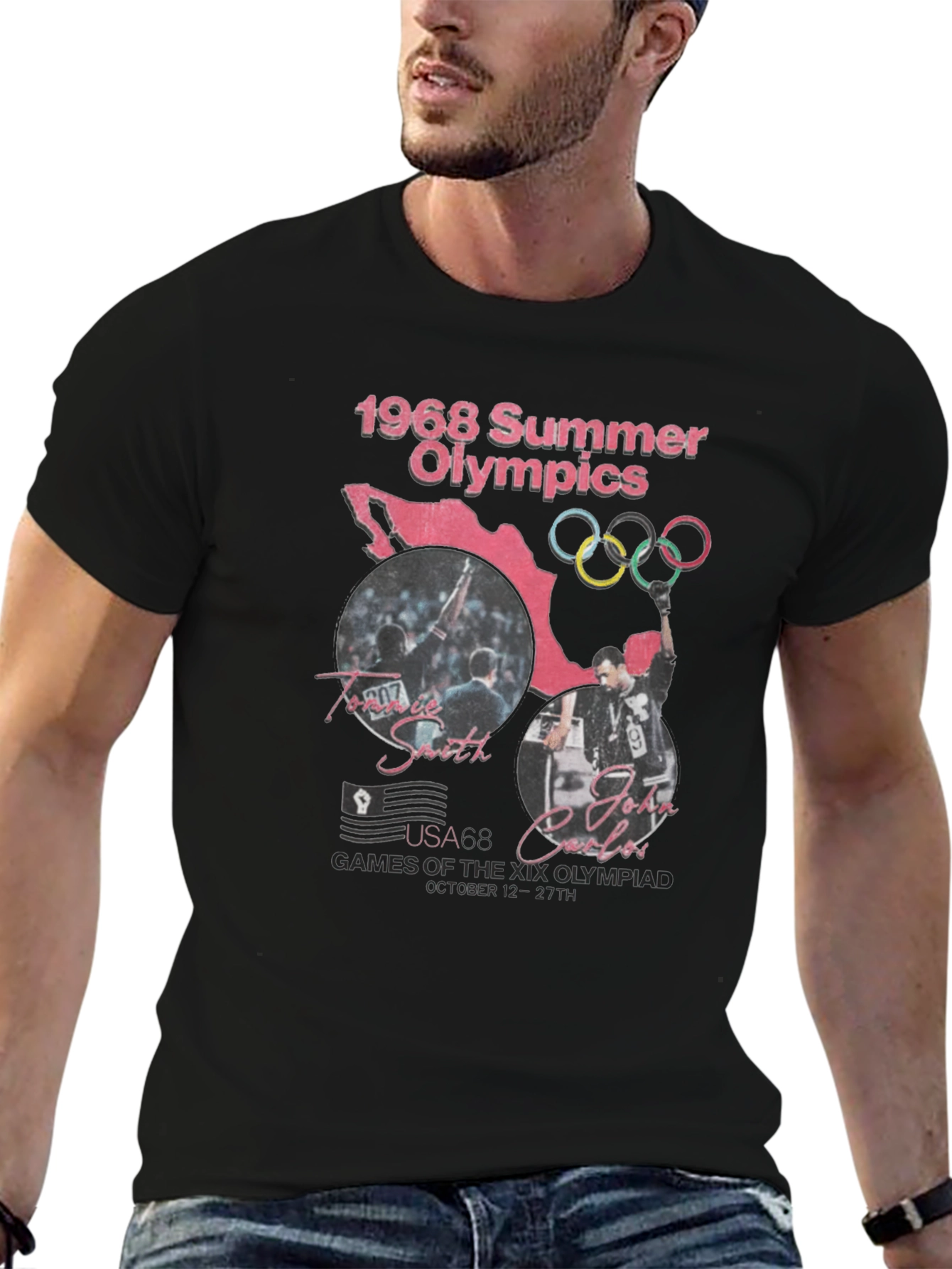 1968 Summer Olympics Black T-Shirt