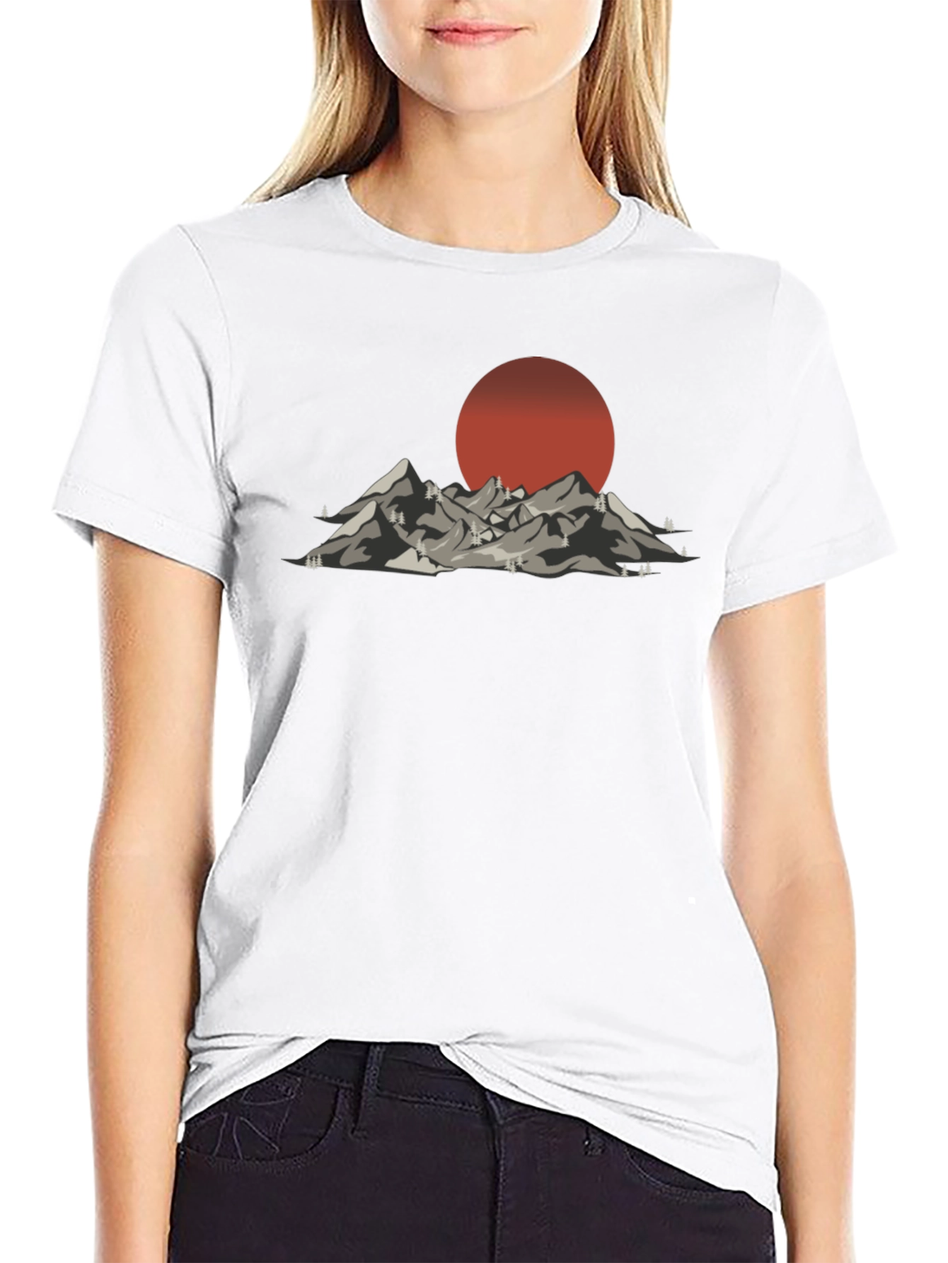 Mountain Sunset Graphic Tee - Black