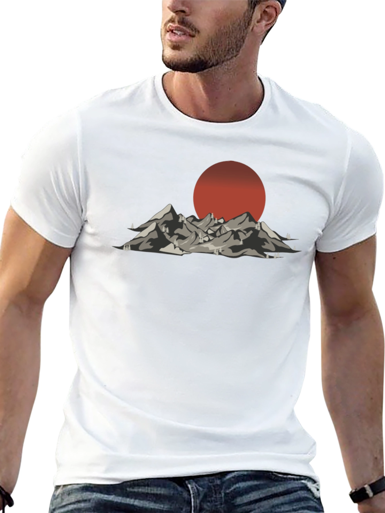 Mountain Sunset Graphic Tee - Black
