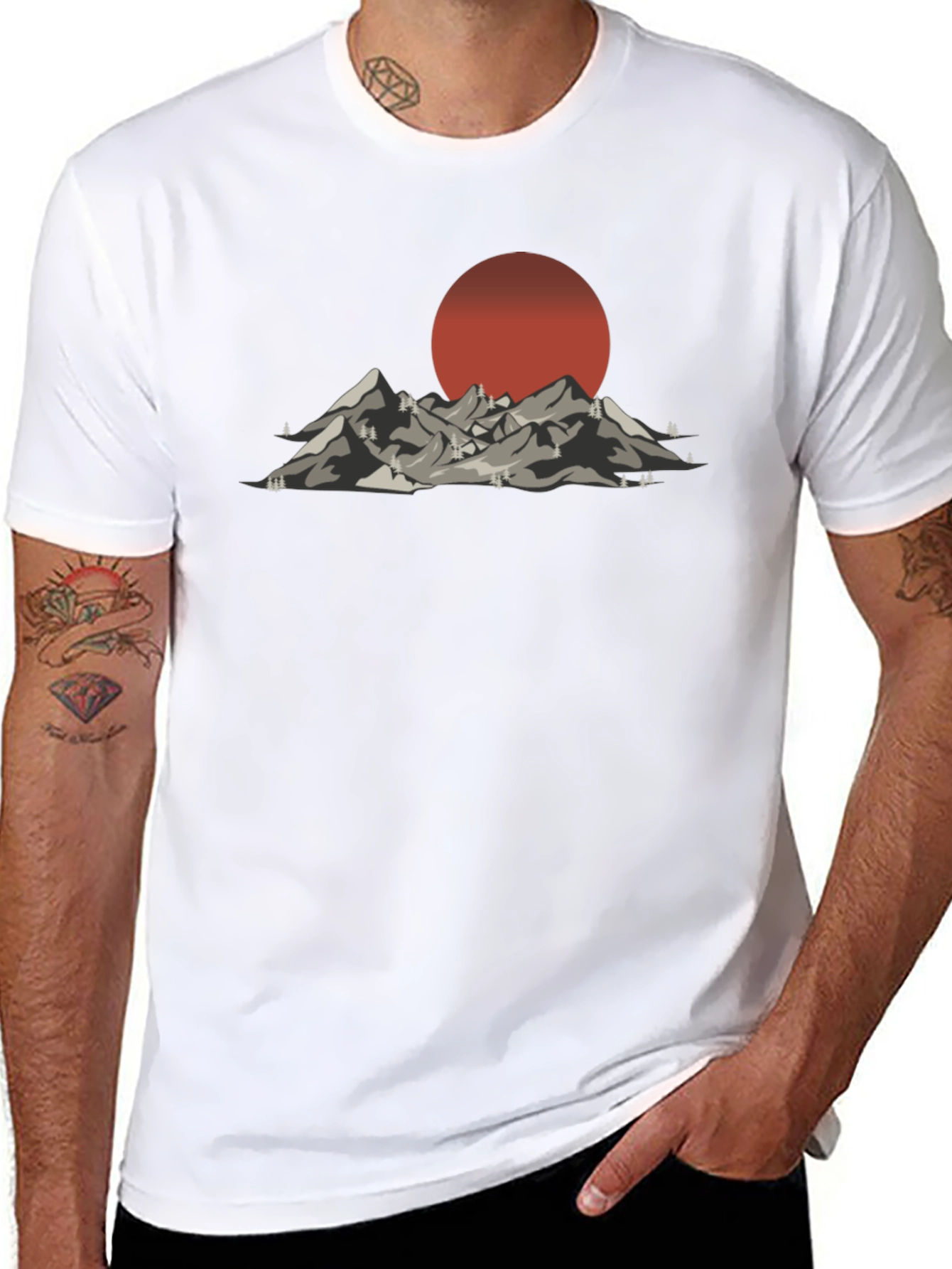 Mountain Sunset Graphic Tee - Black