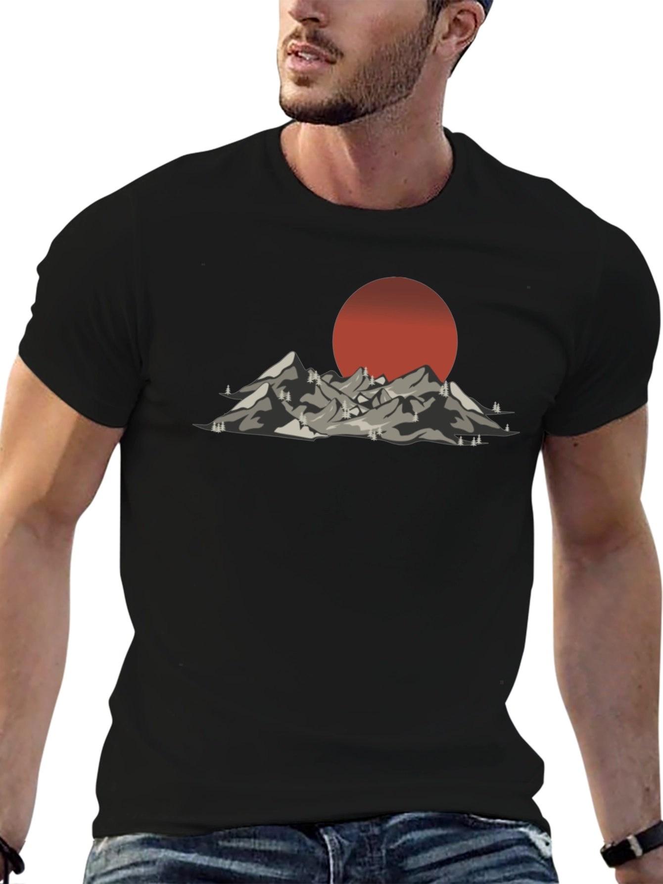Mountain Sunset Graphic Tee - Black