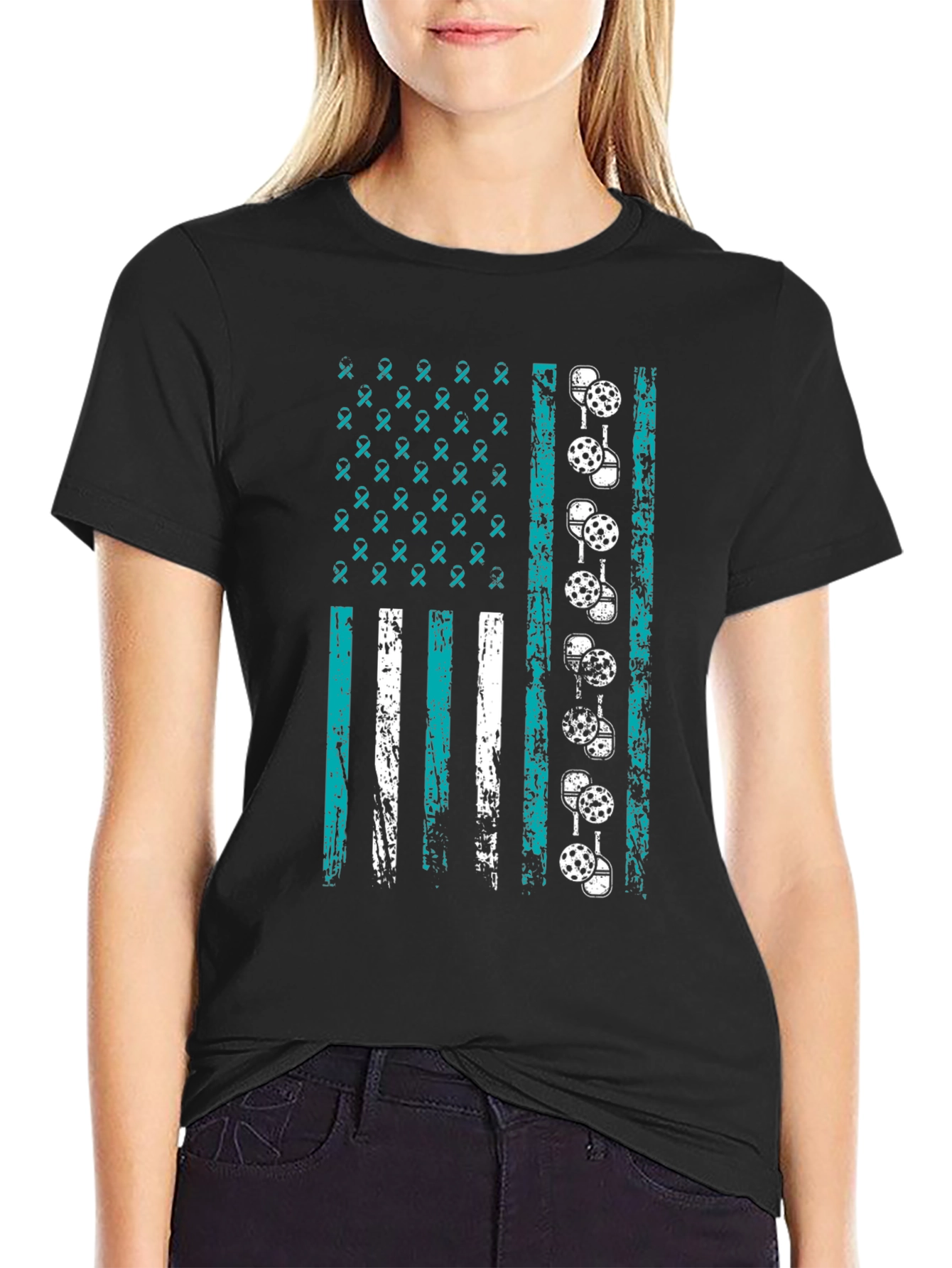 Pickleball American Flag Graphic T-Shirt
