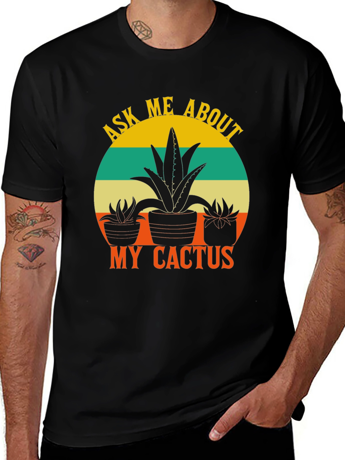Ask Me About My Cactus Black T-Shirt