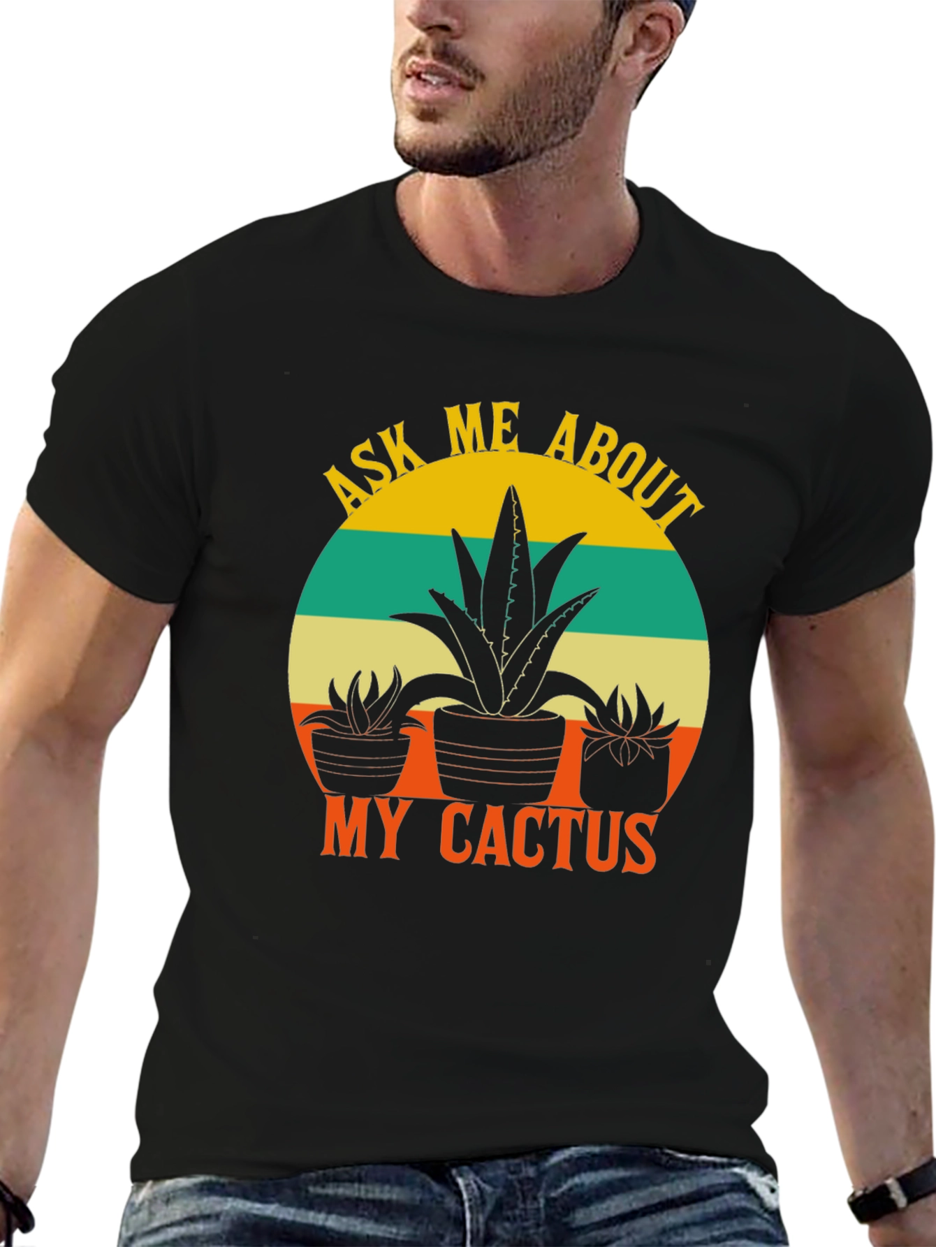 Ask Me About My Cactus Black T-Shirt