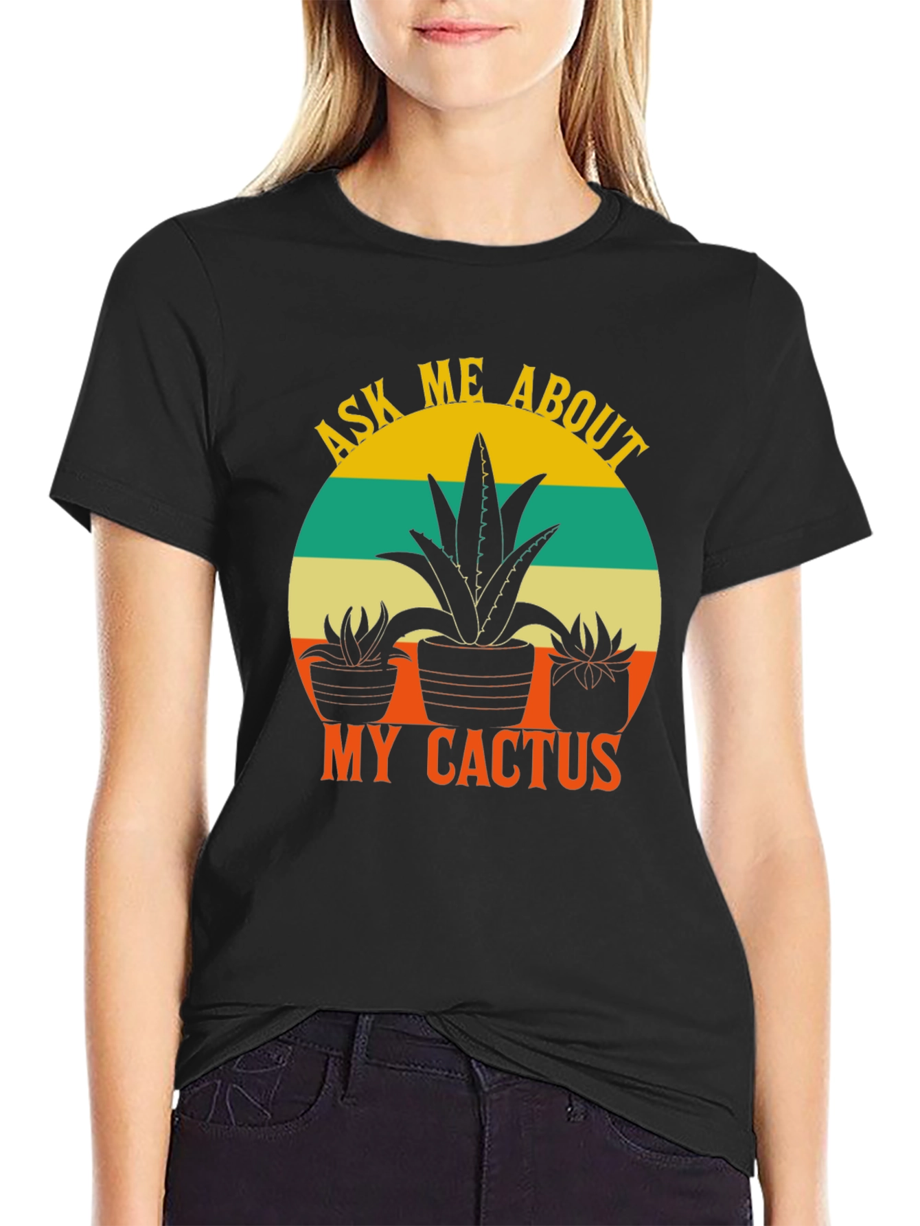 Ask Me About My Cactus Black T-Shirt