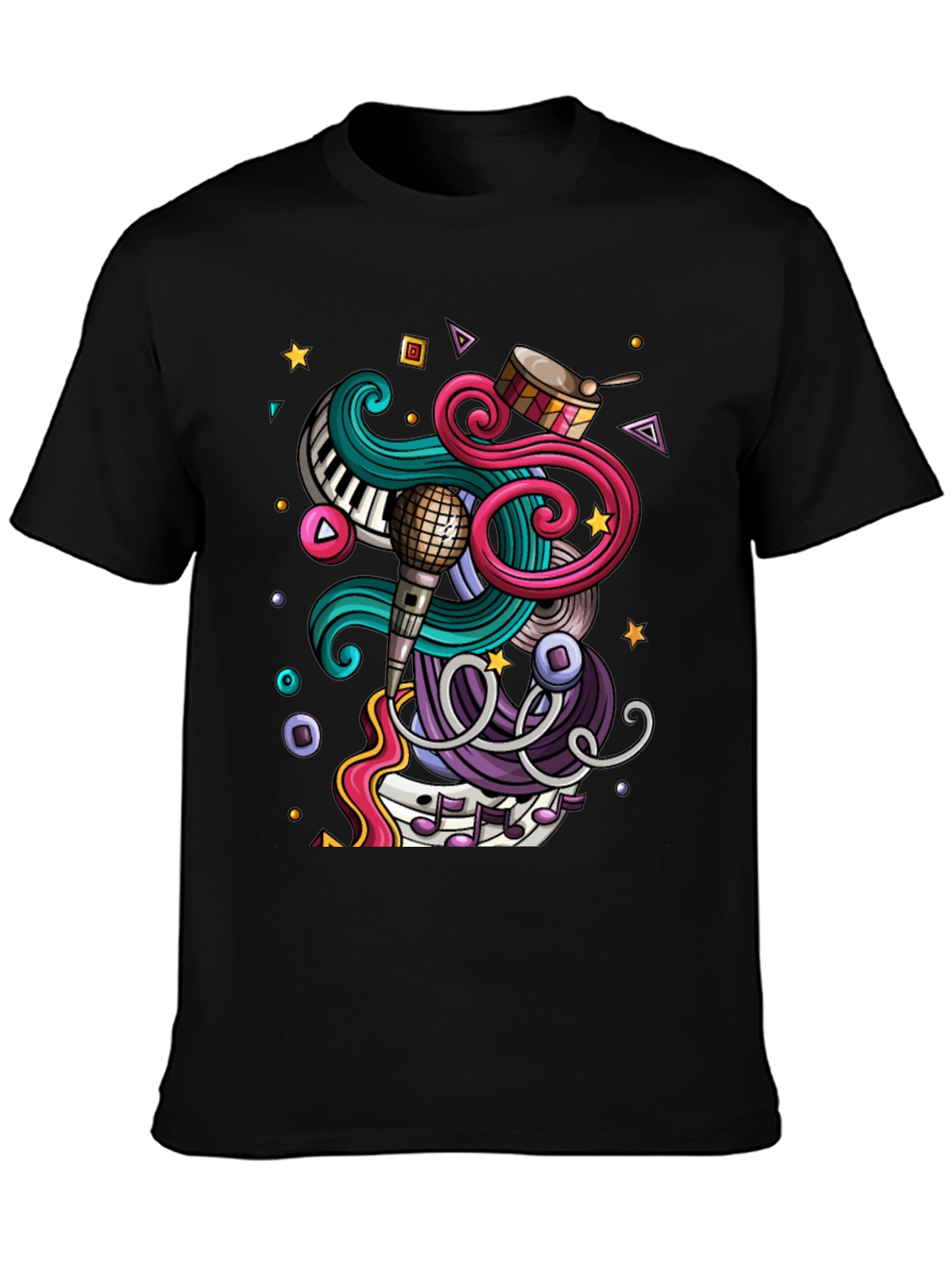 Music Lover Graphic Tee - Black Cotton T-Shirt