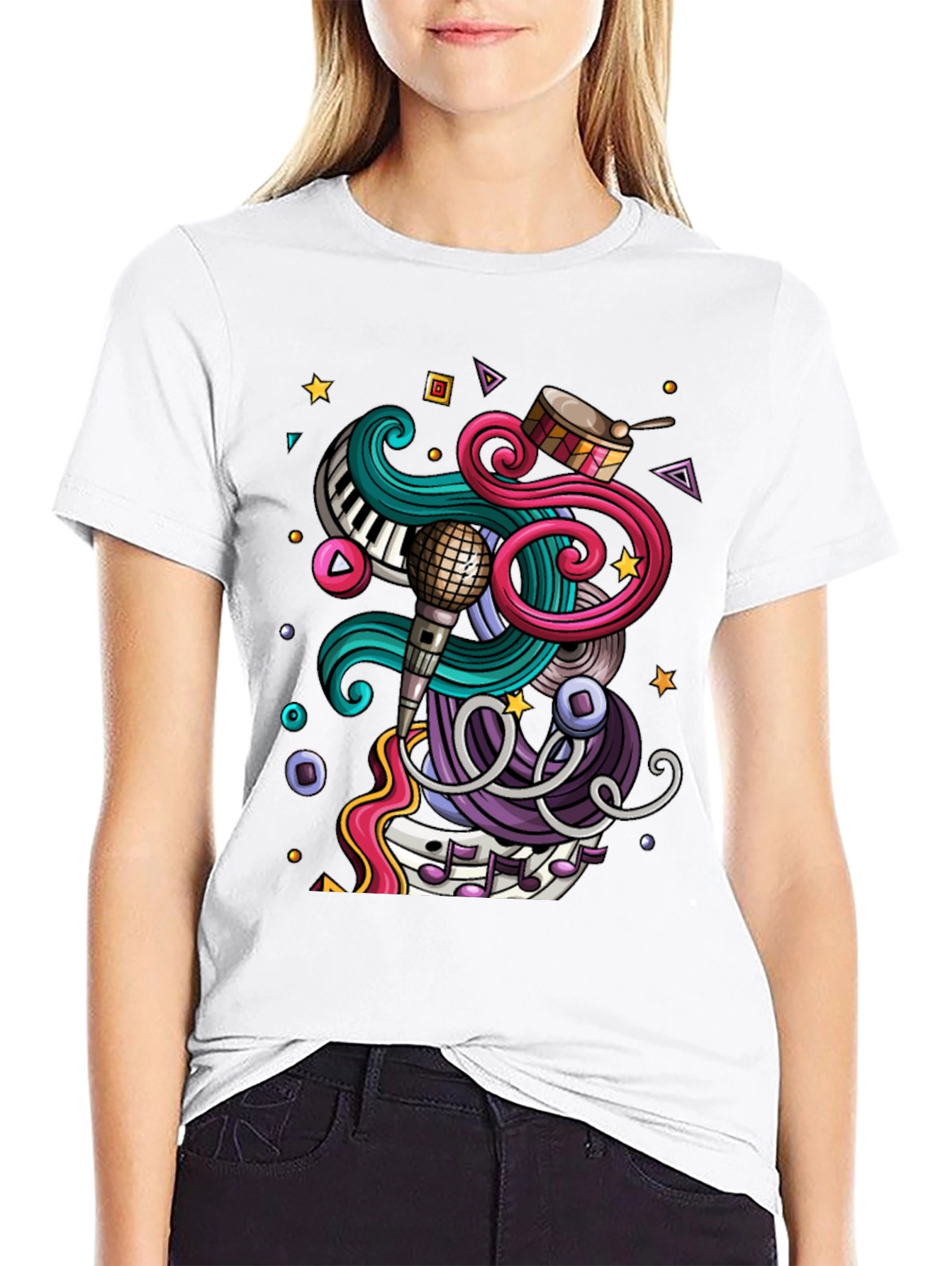 Music Lover Graphic Tee - Black Cotton T-Shirt