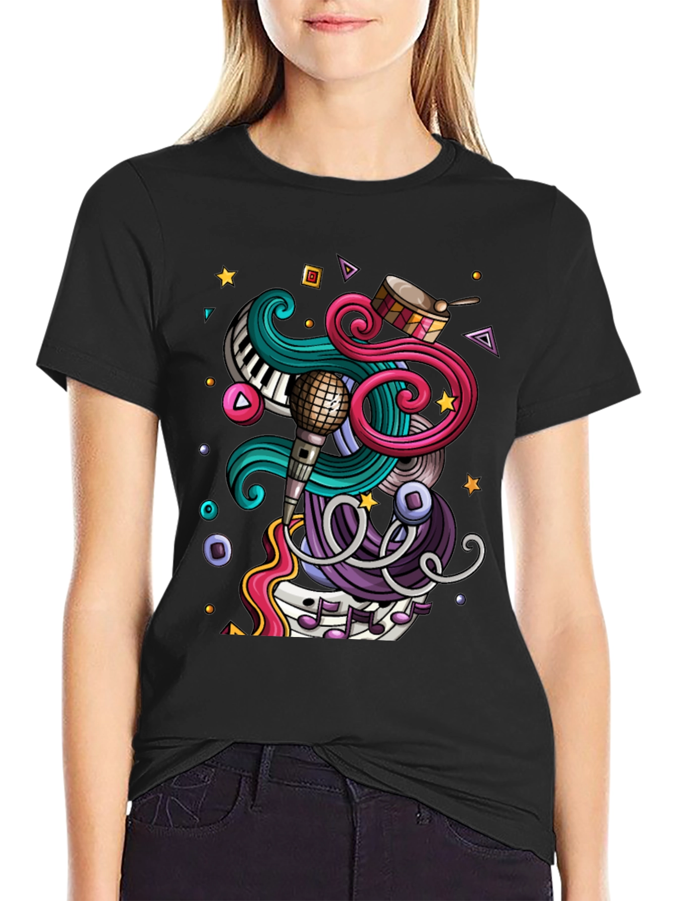 Music Lover Graphic Tee - Black Cotton T-Shirt