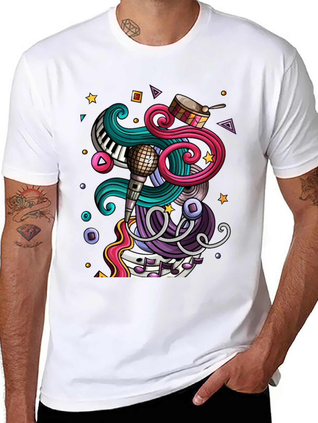 Music Lover Graphic Tee - Black Cotton T-Shirt