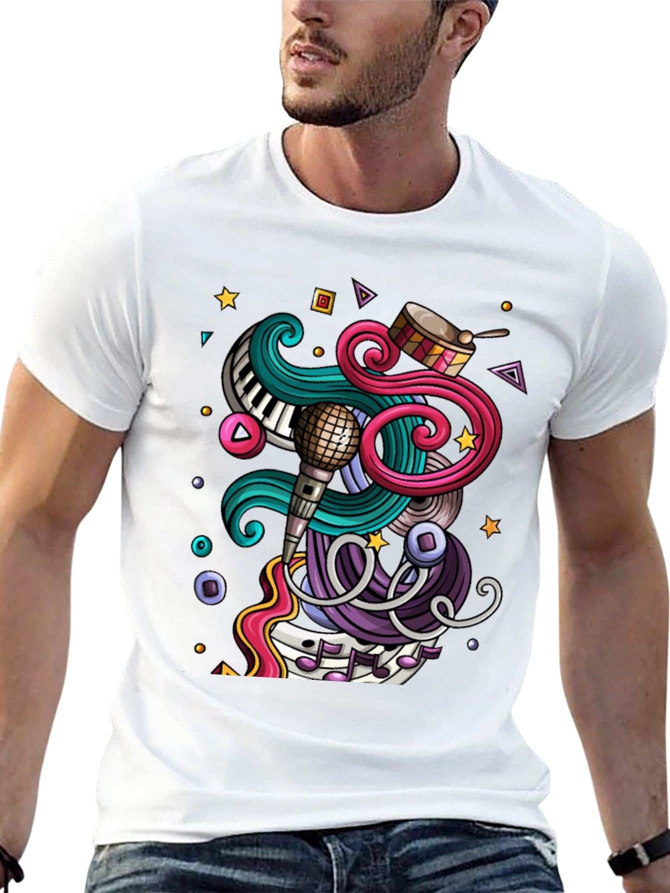 Music Lover Graphic Tee - Black Cotton T-Shirt