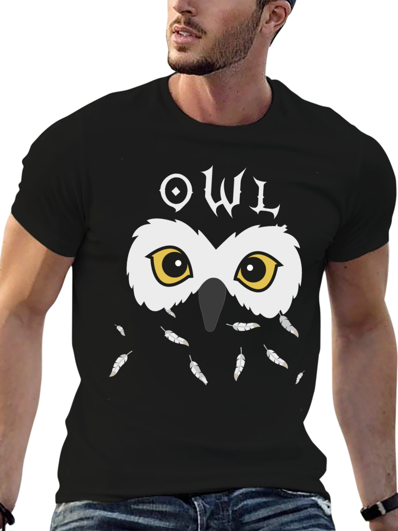 Owl Graphic Black T-Shirt - Unique Design