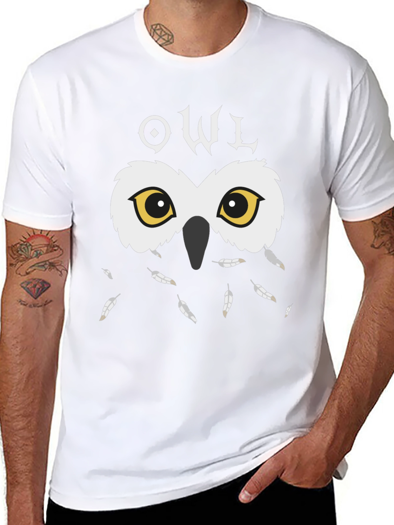 Owl Graphic Black T-Shirt - Unique Design
