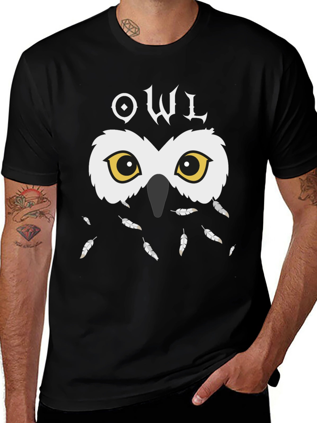 Owl Graphic Black T-Shirt - Unique Design