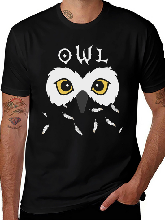 Owl Graphic Black T-Shirt - Unique Design