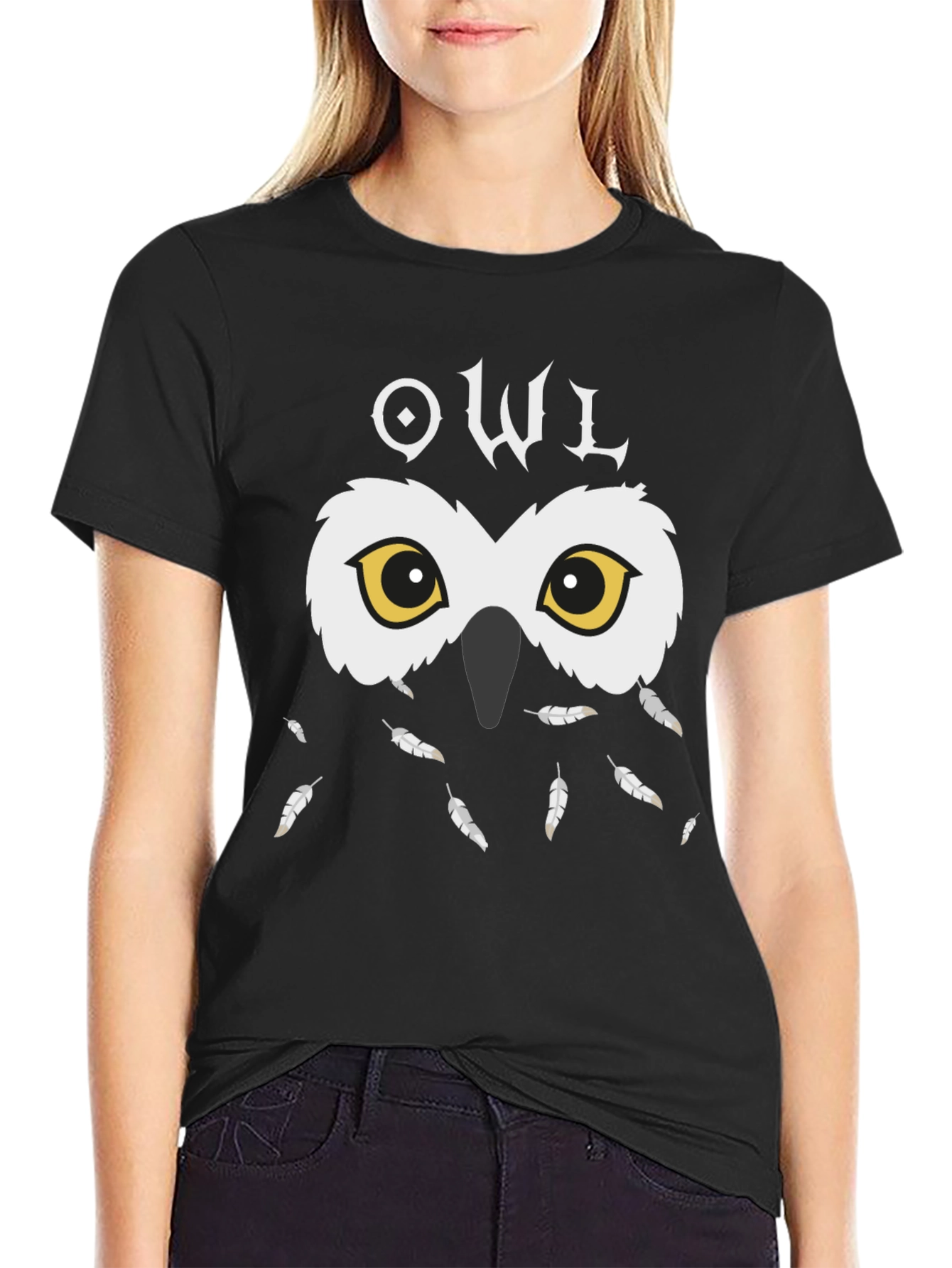 Owl Graphic Black T-Shirt - Unique Design