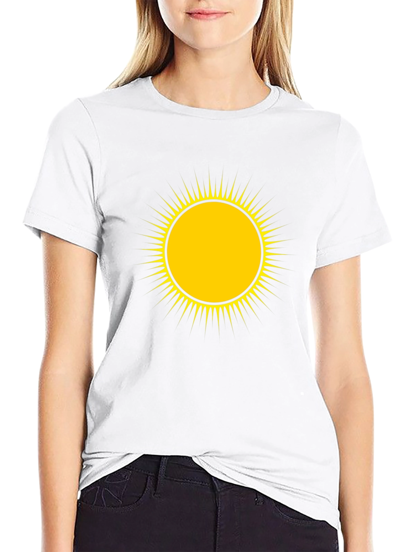 Mens Black T-Shirt with Yellow Sun Design