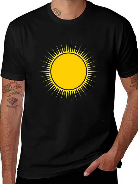 Mens Black T-Shirt with Yellow Sun Design