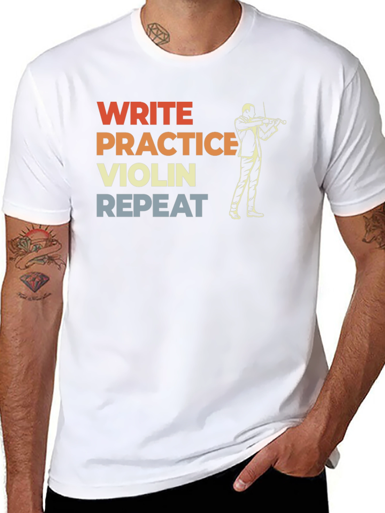 Write Practice Violin Repeat Graphic T-Shirt