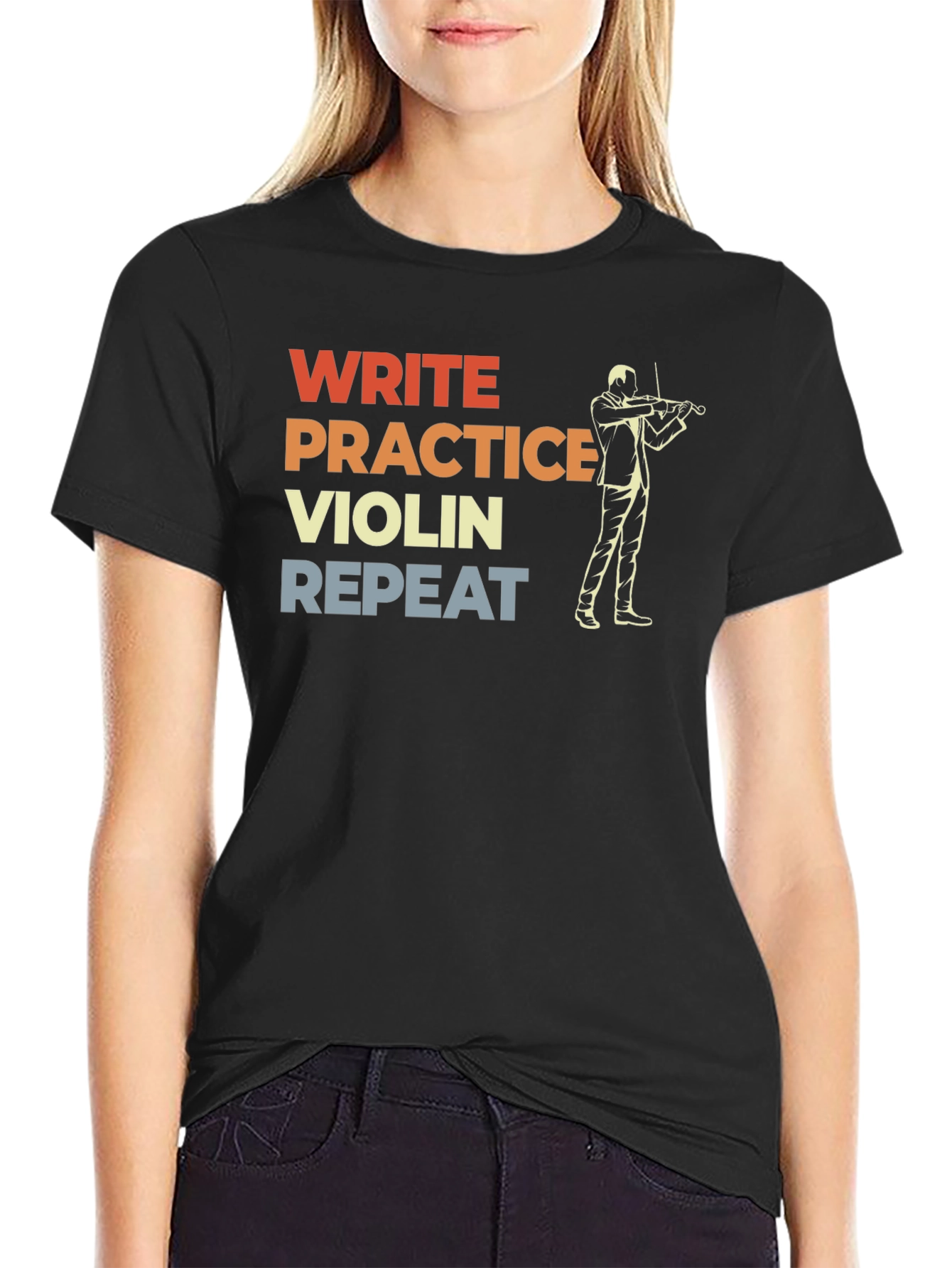 Write Practice Violin Repeat Graphic T-Shirt
