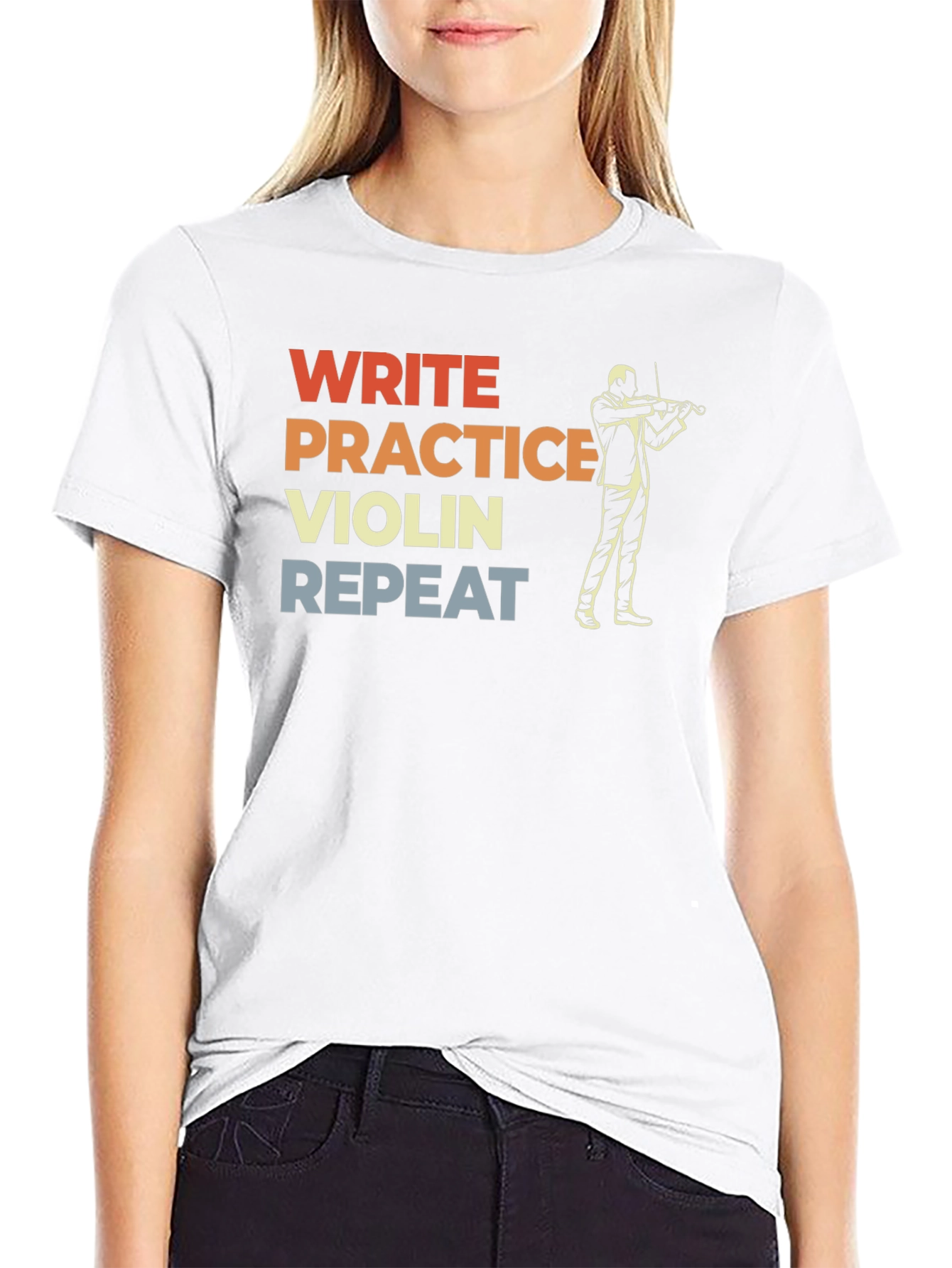 Write Practice Violin Repeat Graphic T-Shirt