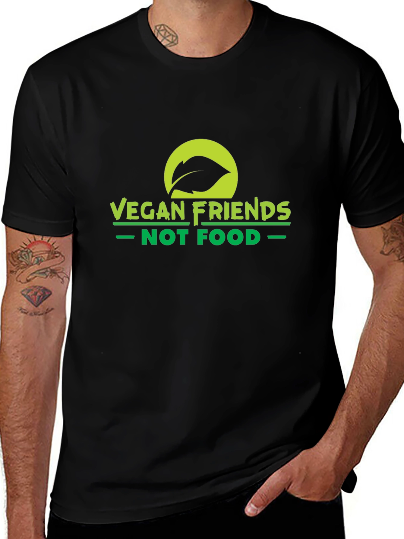Vegan Friends Not Food T-Shirt - Black