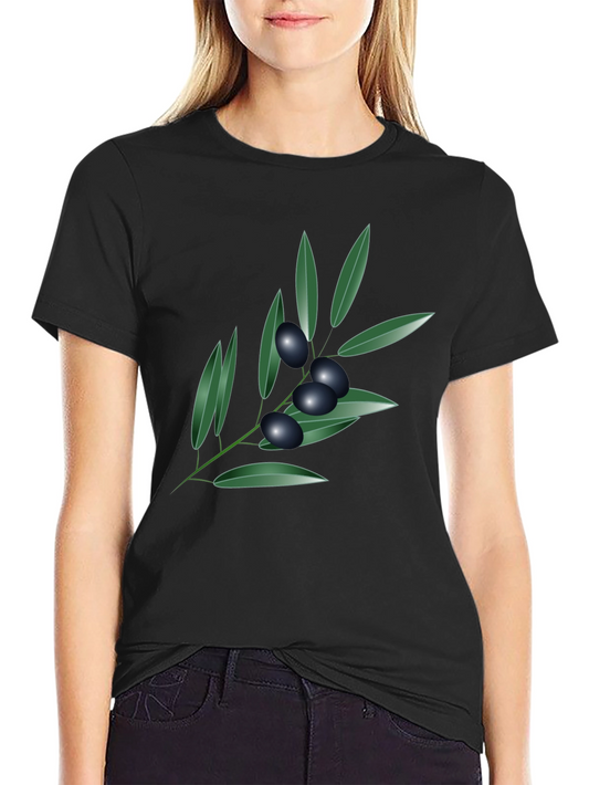 Olive Branch Graphic Tee - Black Cotton Blend