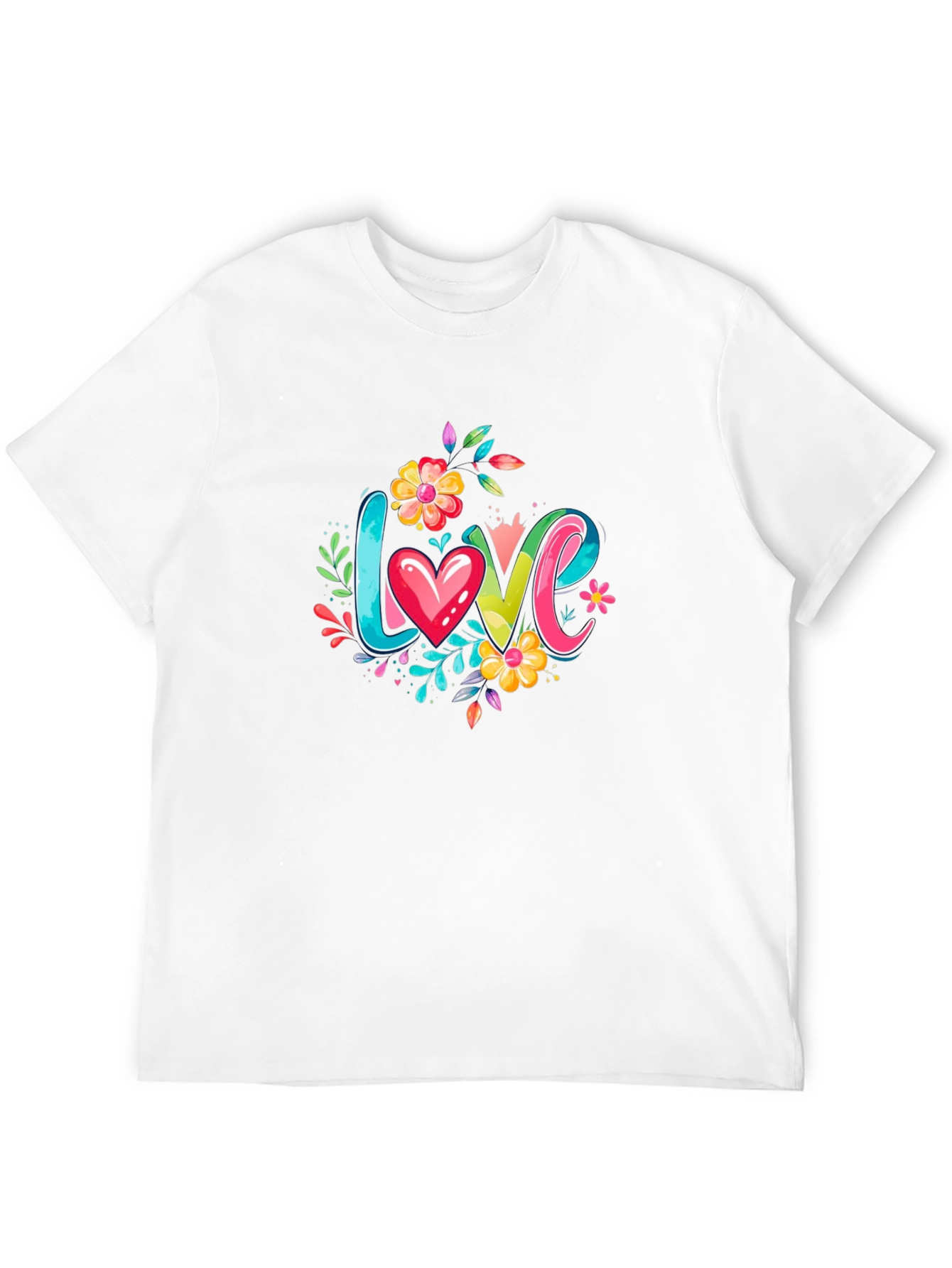 Love Floral Graphic Black T-Shirt