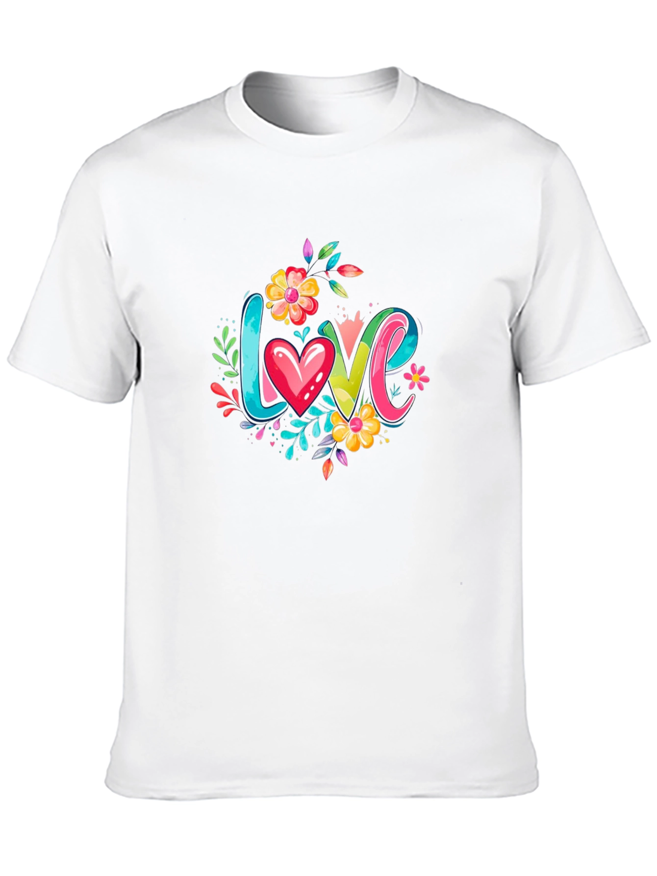 Love Floral Graphic Black T-Shirt