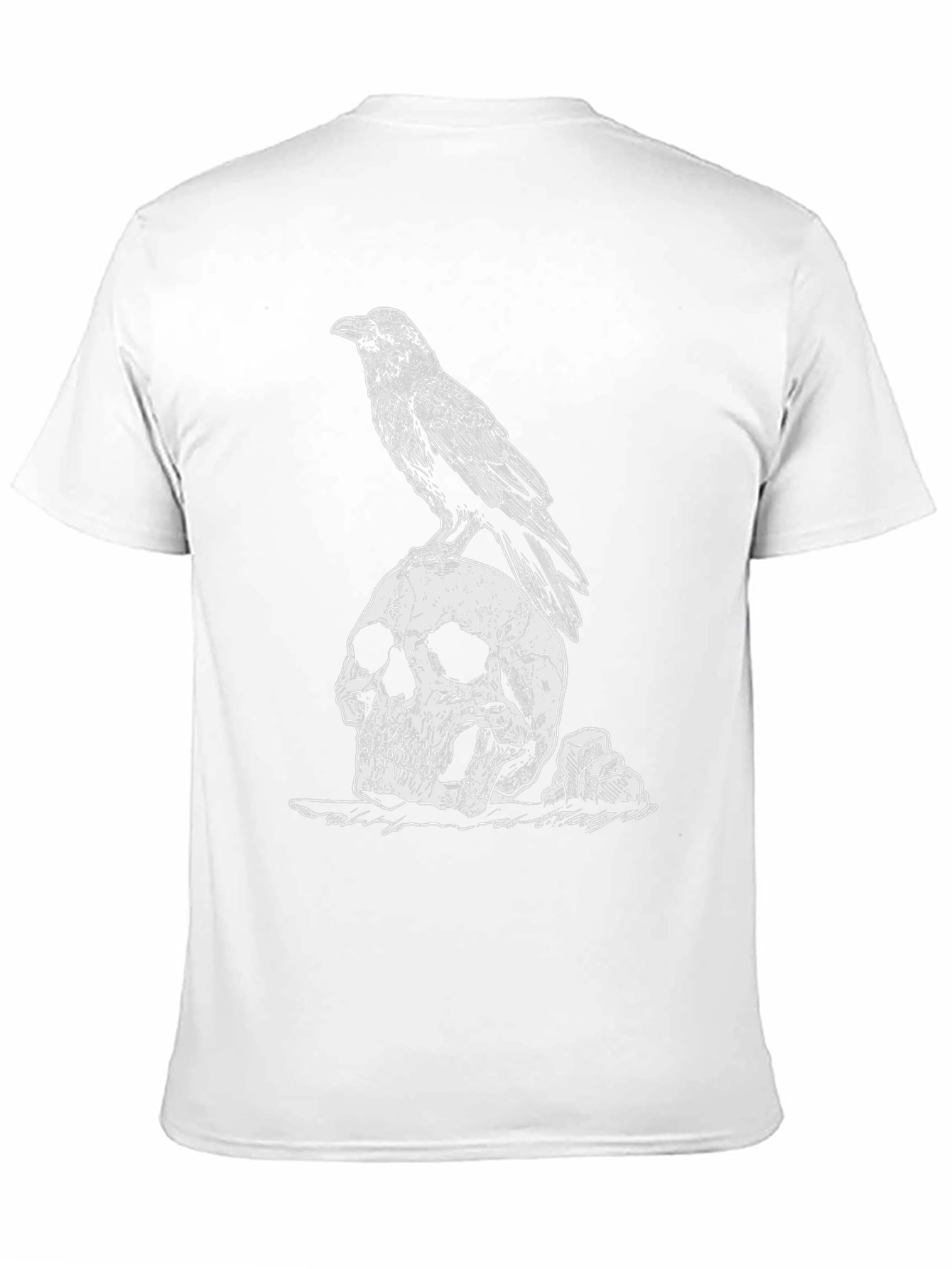 Raven on Skull Graphic Tee - Black