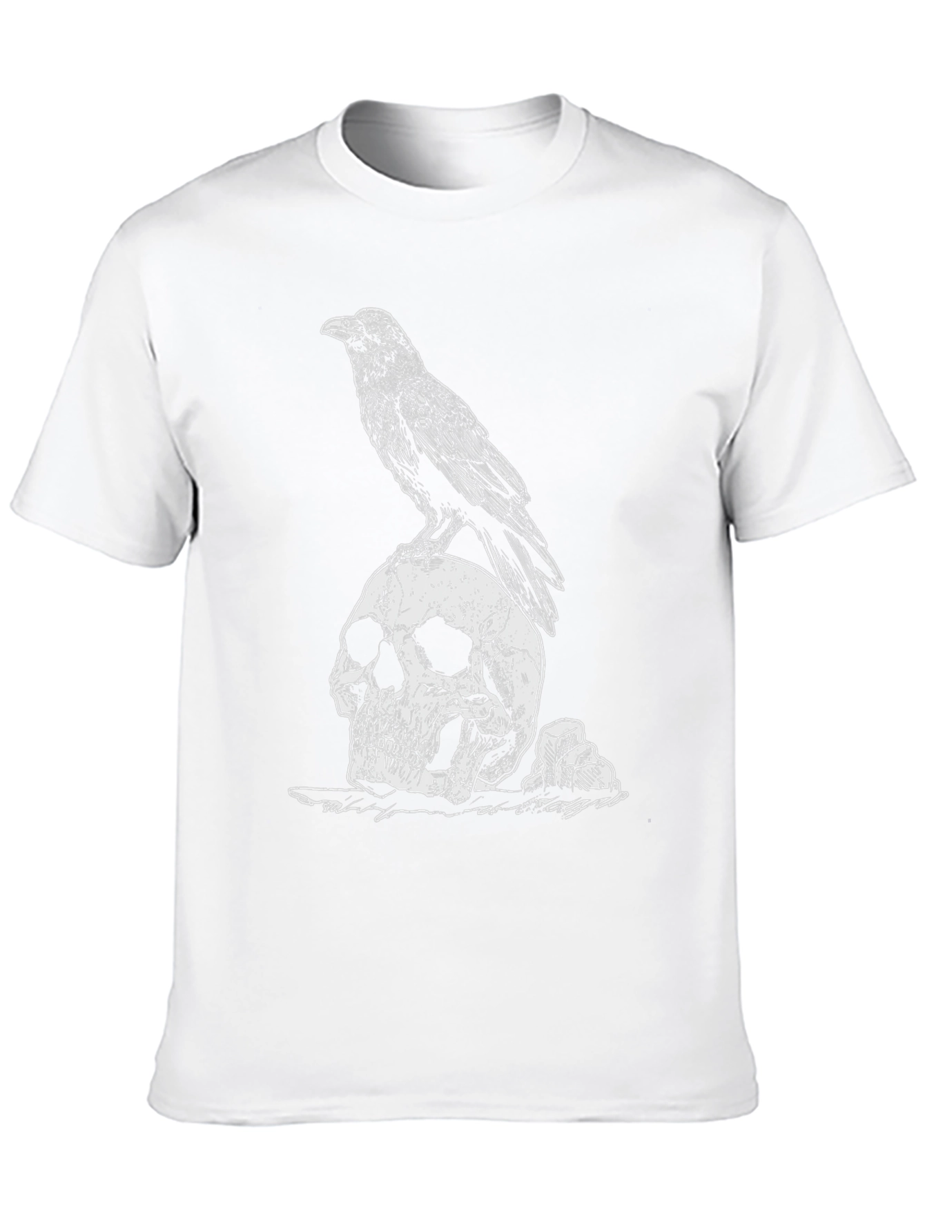 Raven on Skull Graphic Tee - Black