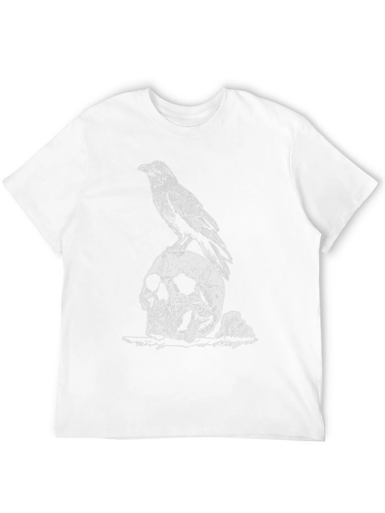 Raven on Skull Graphic Tee - Black