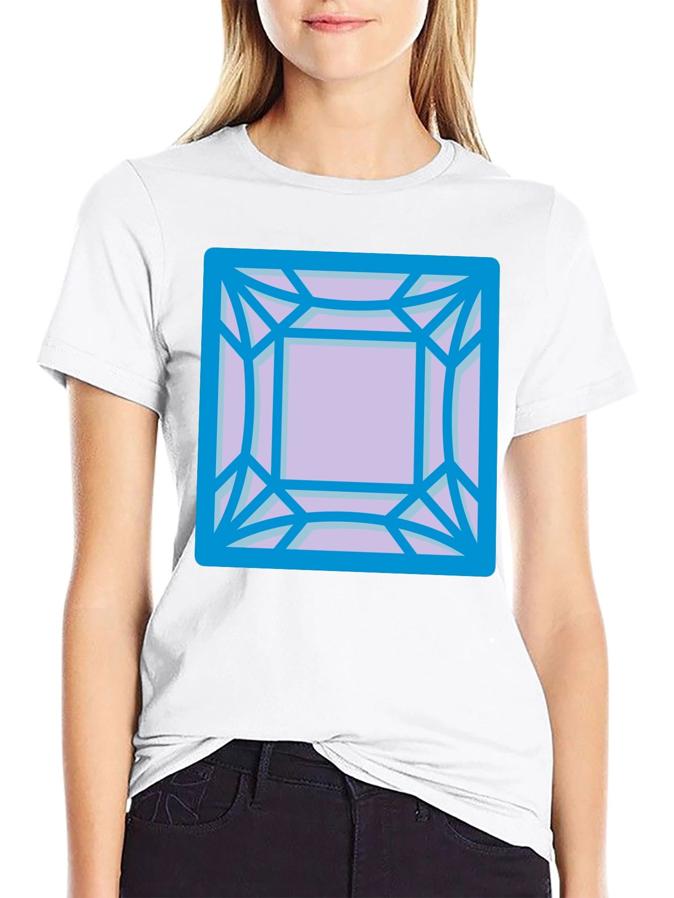 Geometric Gem Graphic Tee - Modern Casual Style