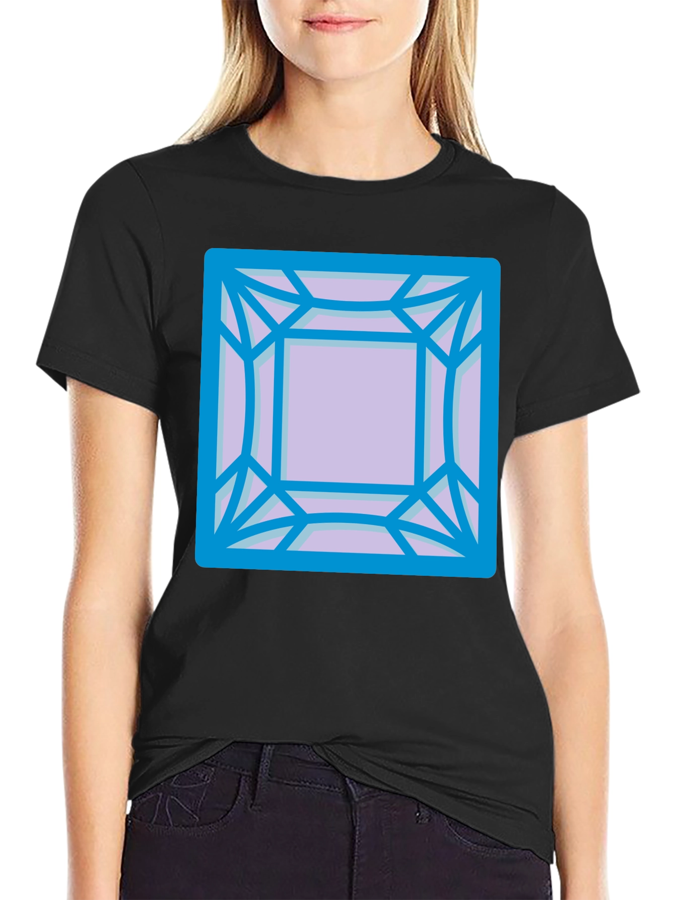 Geometric Gem Graphic Tee - Modern Casual Style