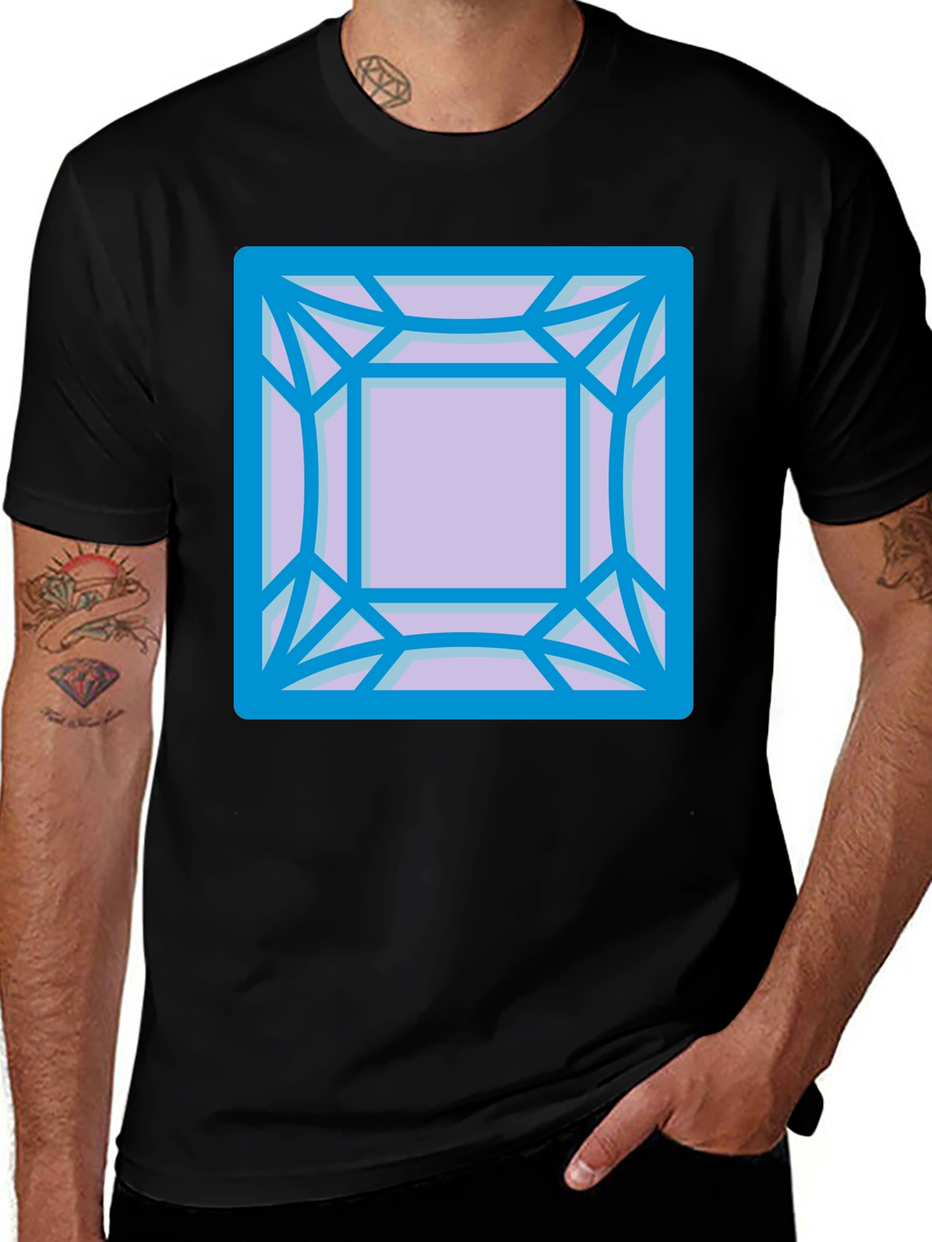 Geometric Gem Graphic Tee - Modern Casual Style