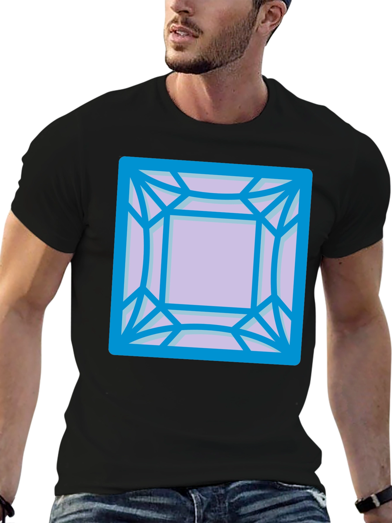 Geometric Gem Graphic Tee - Modern Casual Style